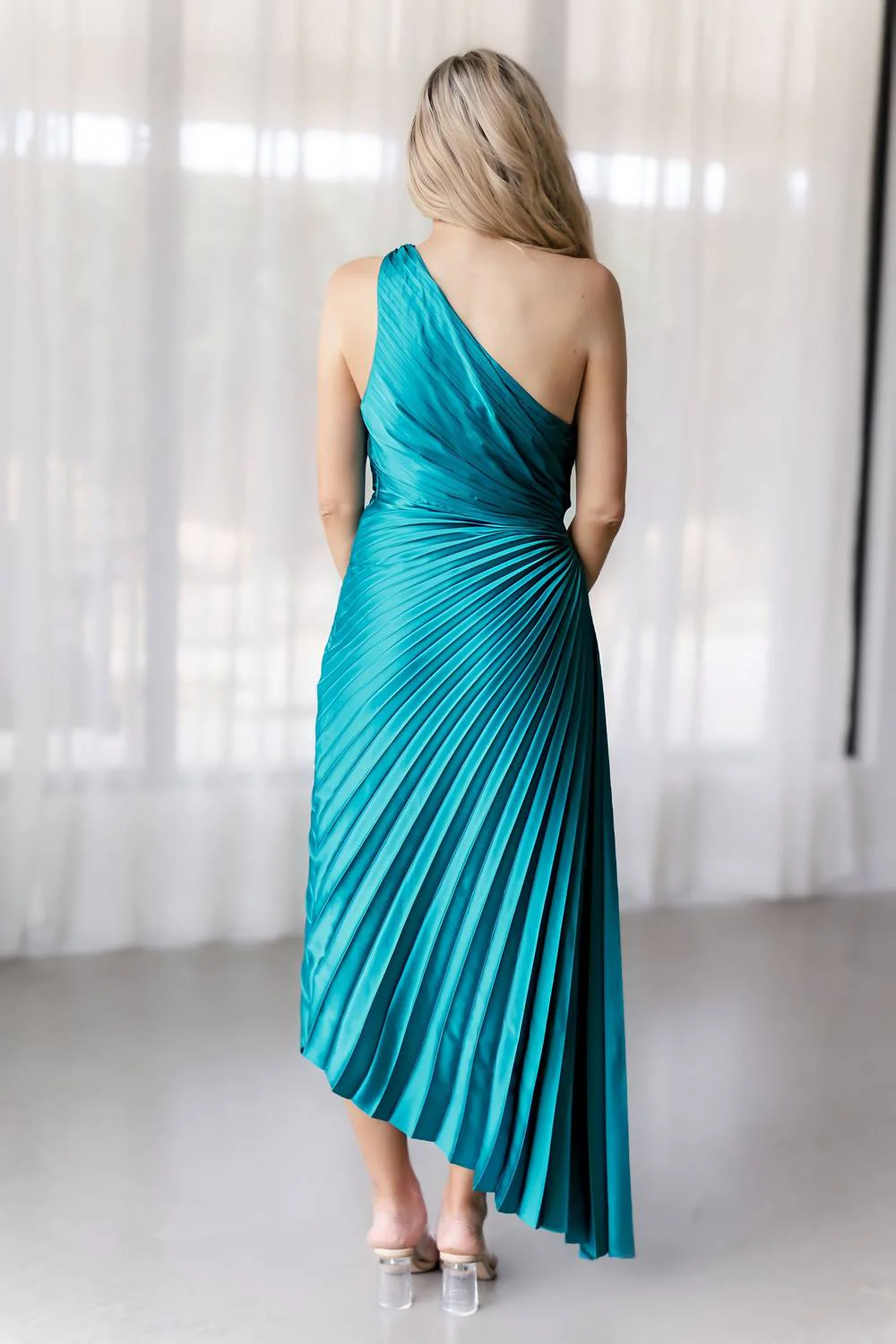 Evelyn Dress In Teal - Image 3