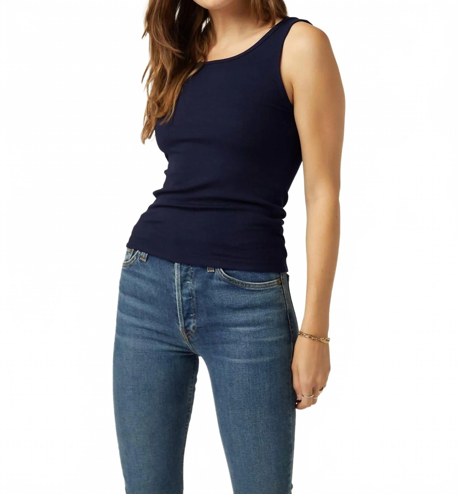 Everyday Rib Tank Top In Navy - Image 2