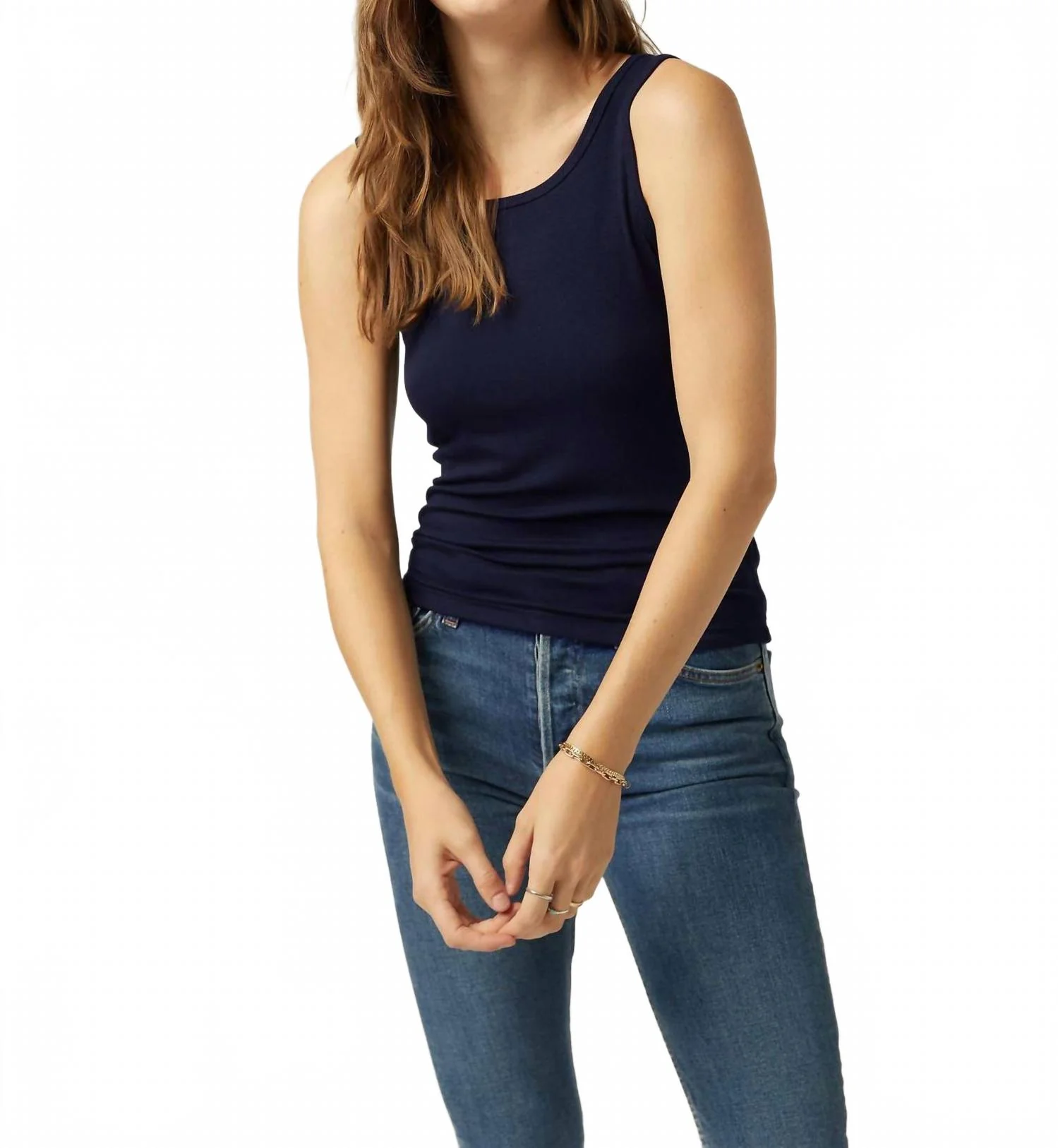 Everyday Rib Tank Top In Navy - Image 4