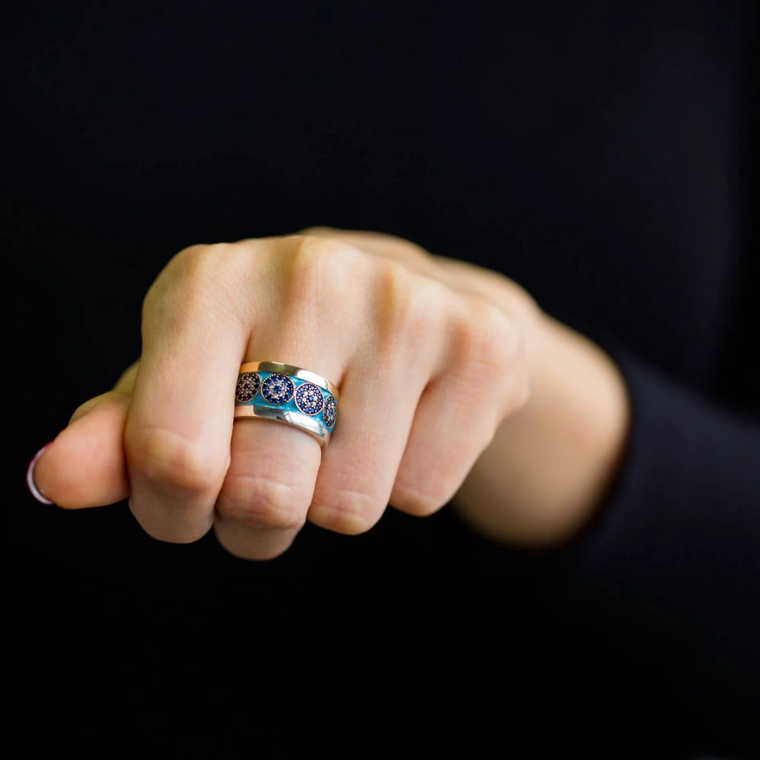 Evil Eye Ring In Silver