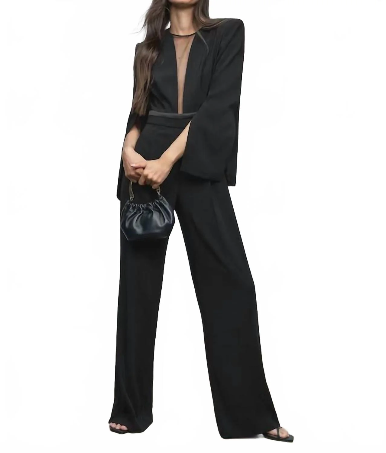 Evora Split Sleeve Jumpsuit In Black