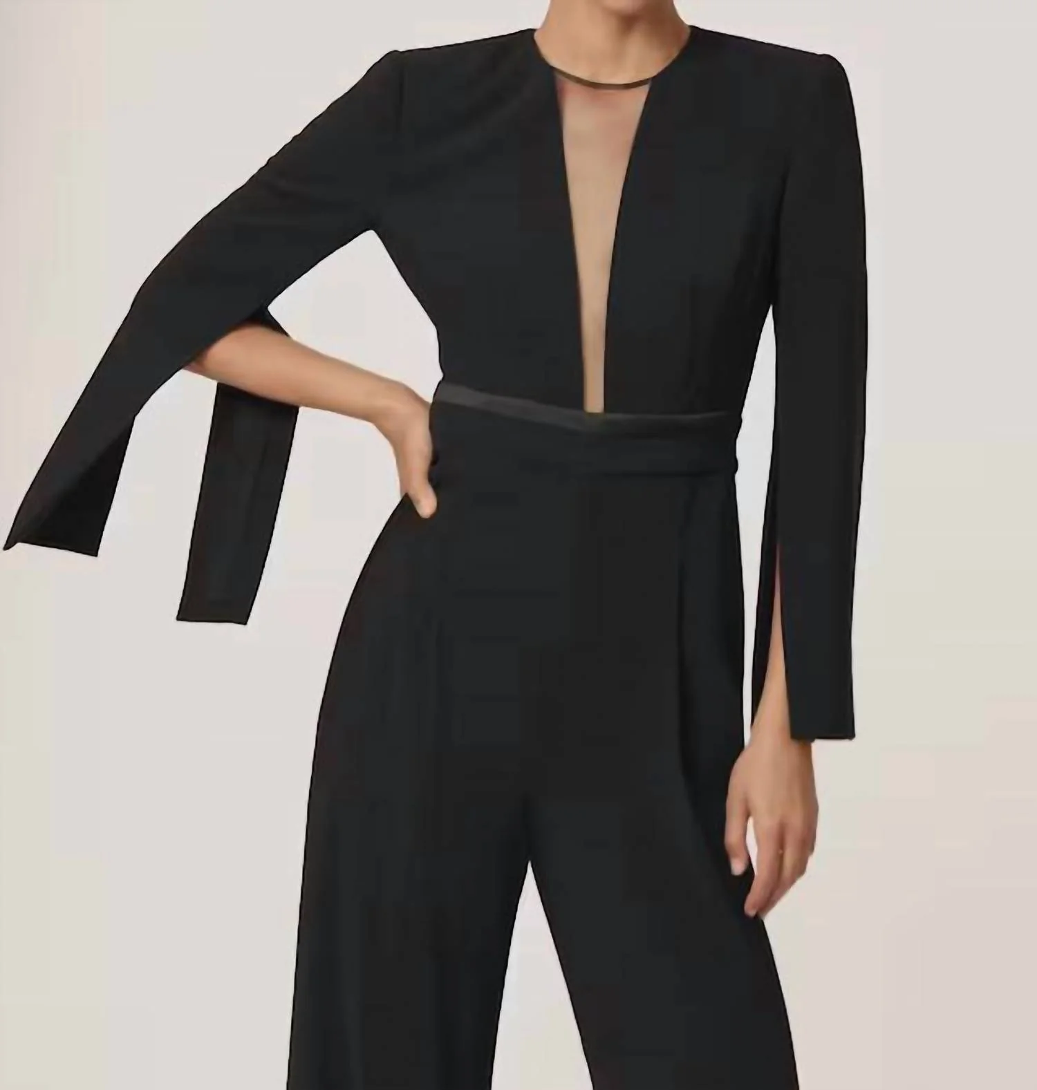 Evora Split Sleeve Jumpsuit In Black - Image 4