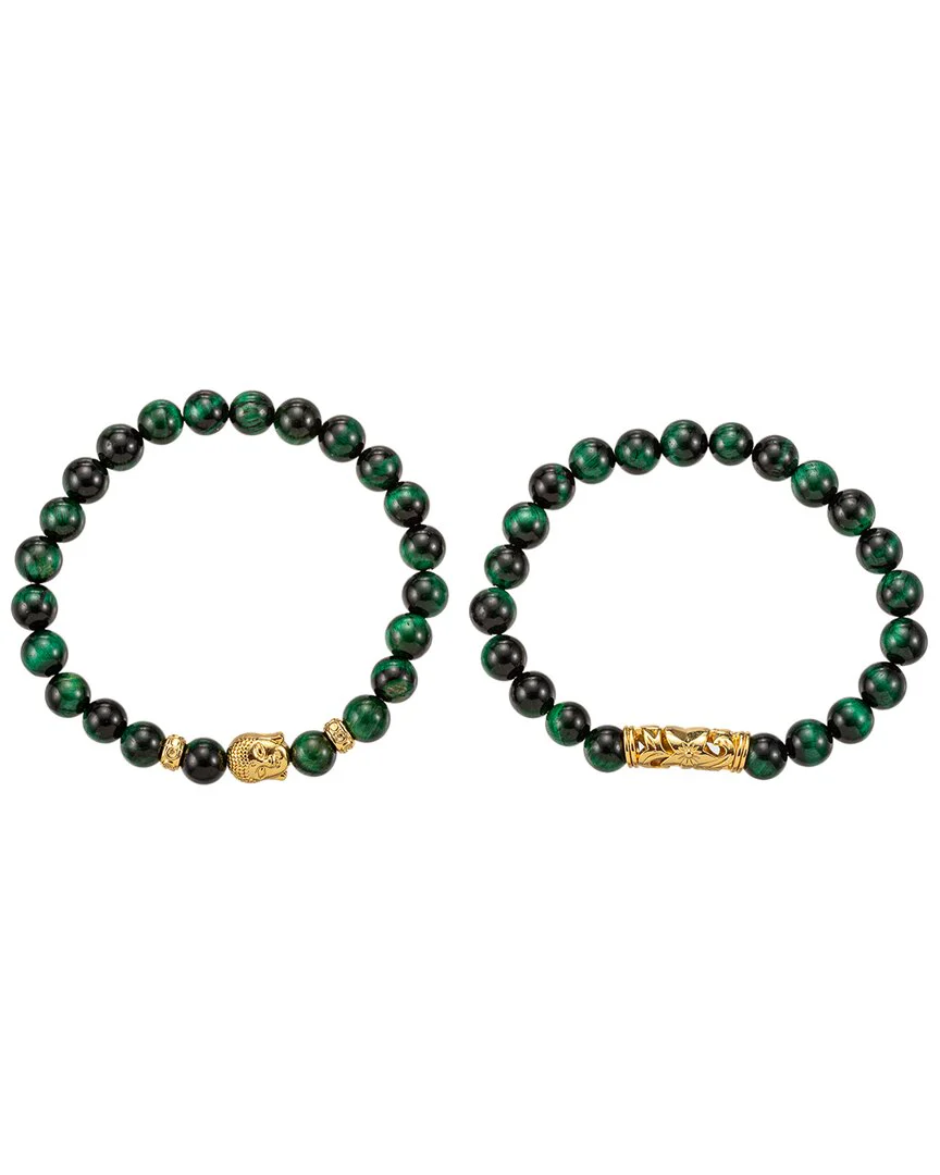 Eye Candy LA Alloy Tiger Eye Buddha Set Bracelet - Image 2