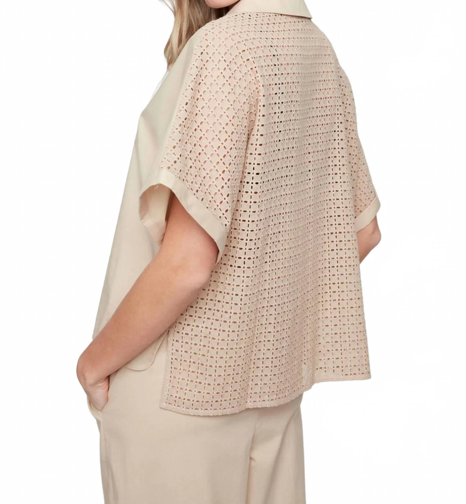 Eyelet Back Blouse In Desert - Image 3