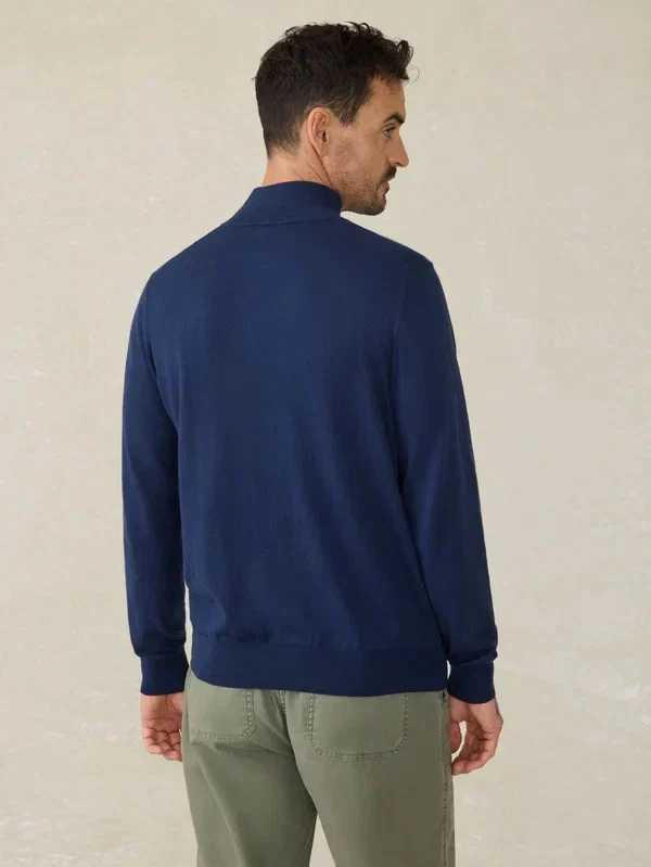 Faherty Movement Sweater Women's Navy Quarter Zip Long Slevee JZZ1074 - Image 4