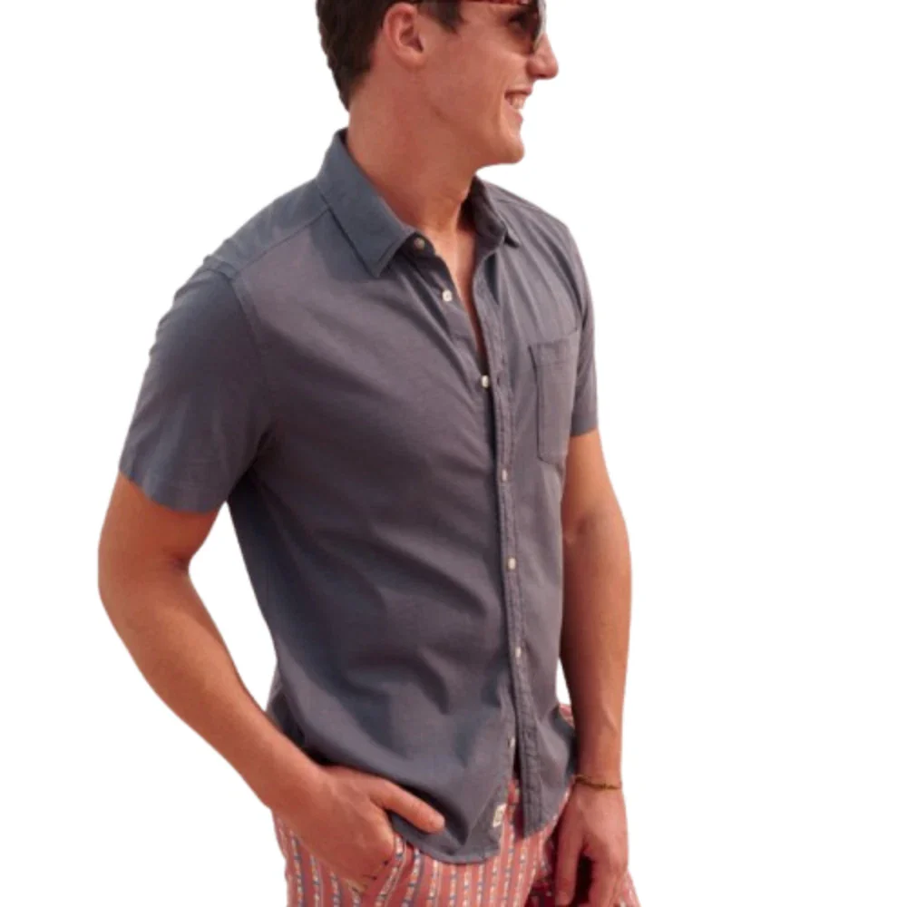 Fair Harbor Saltaire Shirt Men's Blue Organic Cotton Button Up DSGL1225