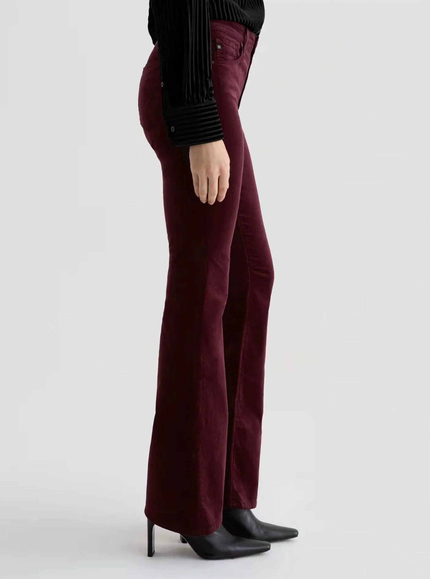 Farrah Mid Rise Boot Velvet Jeans In Winery - Image 3