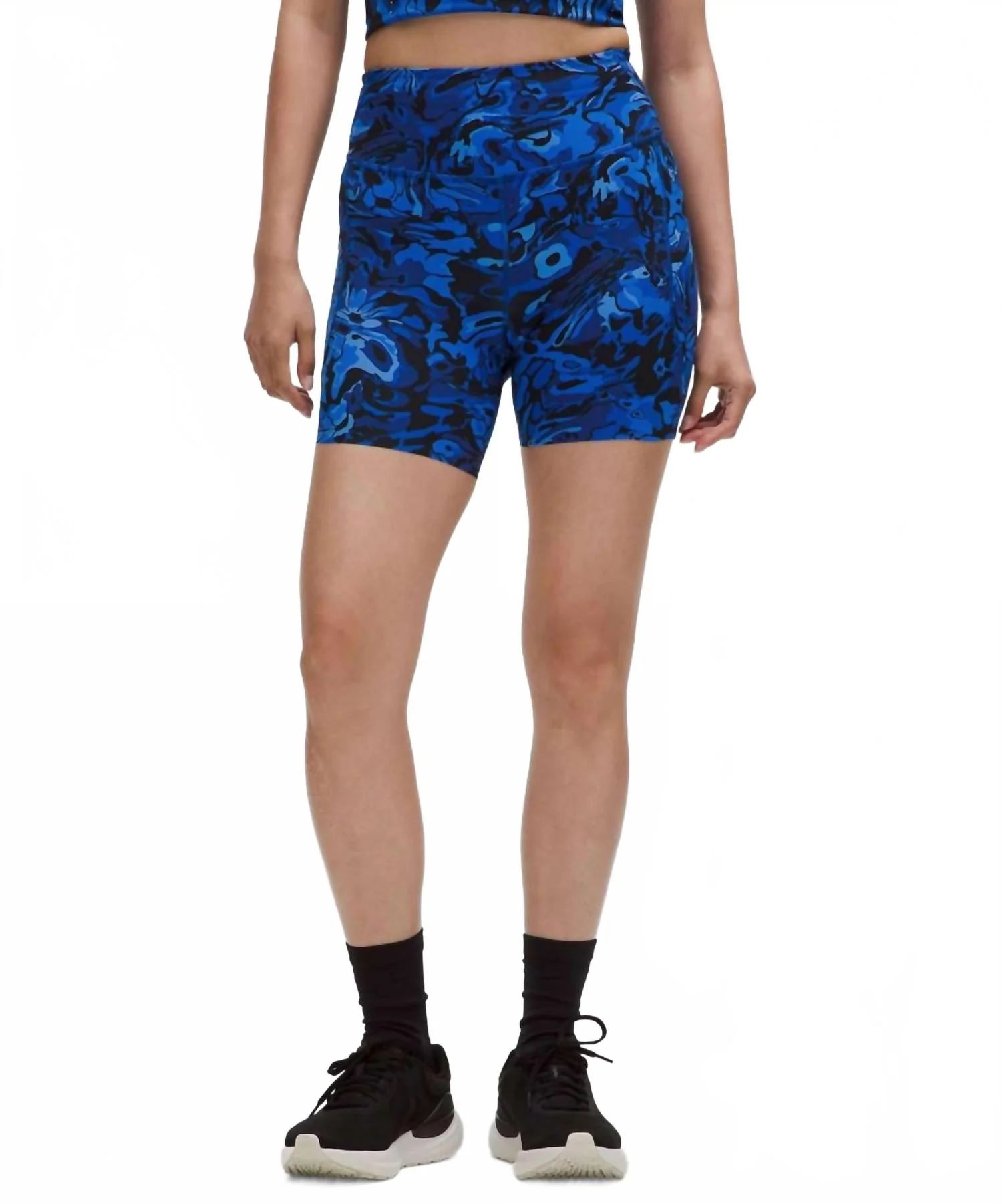 Fast & Free High Rise Shorts In Flower Meld Galactic Cobalt Multi