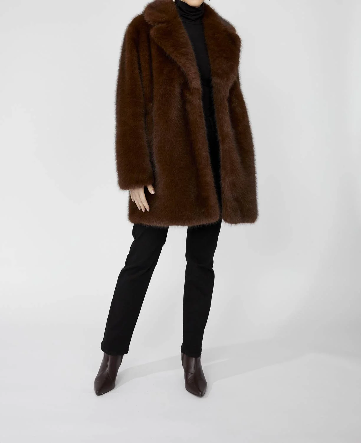 Faux Fur Coat In Brown - Image 2