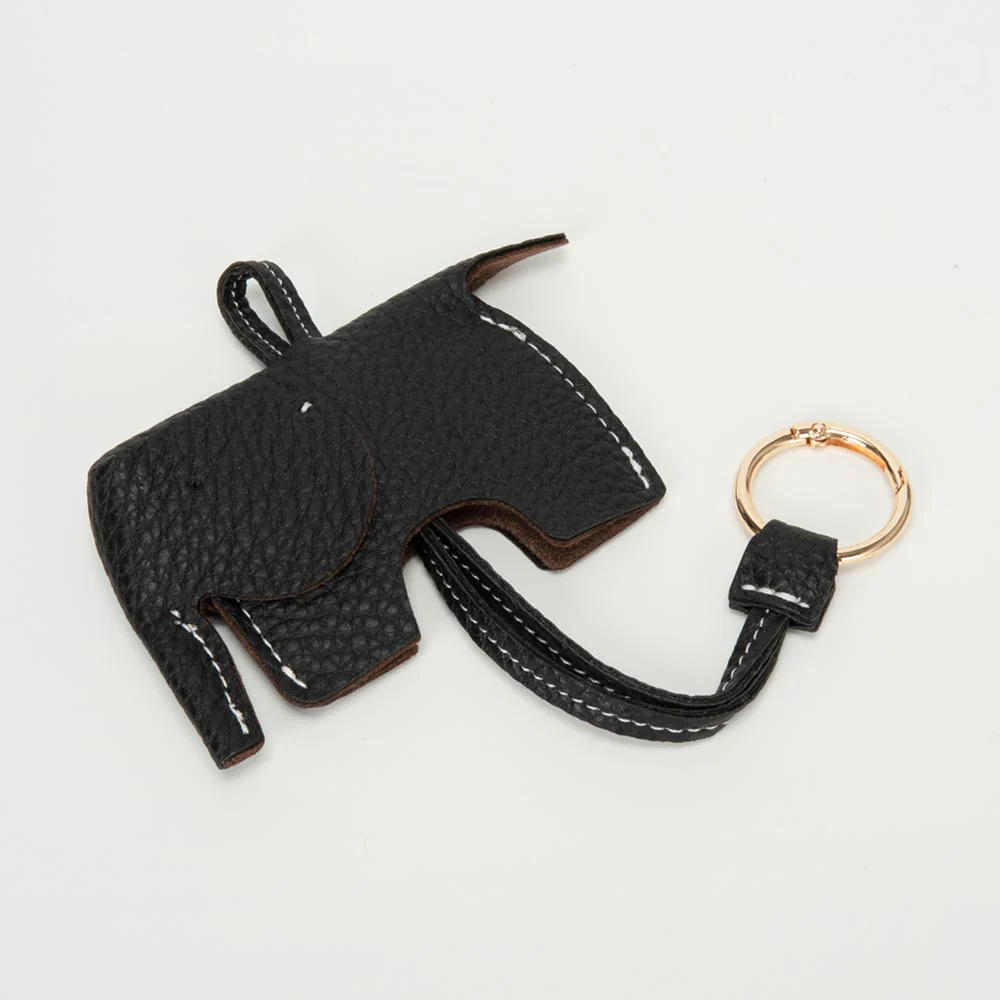 Faux Leather Elephant Keychain Bag Charm - Image 3