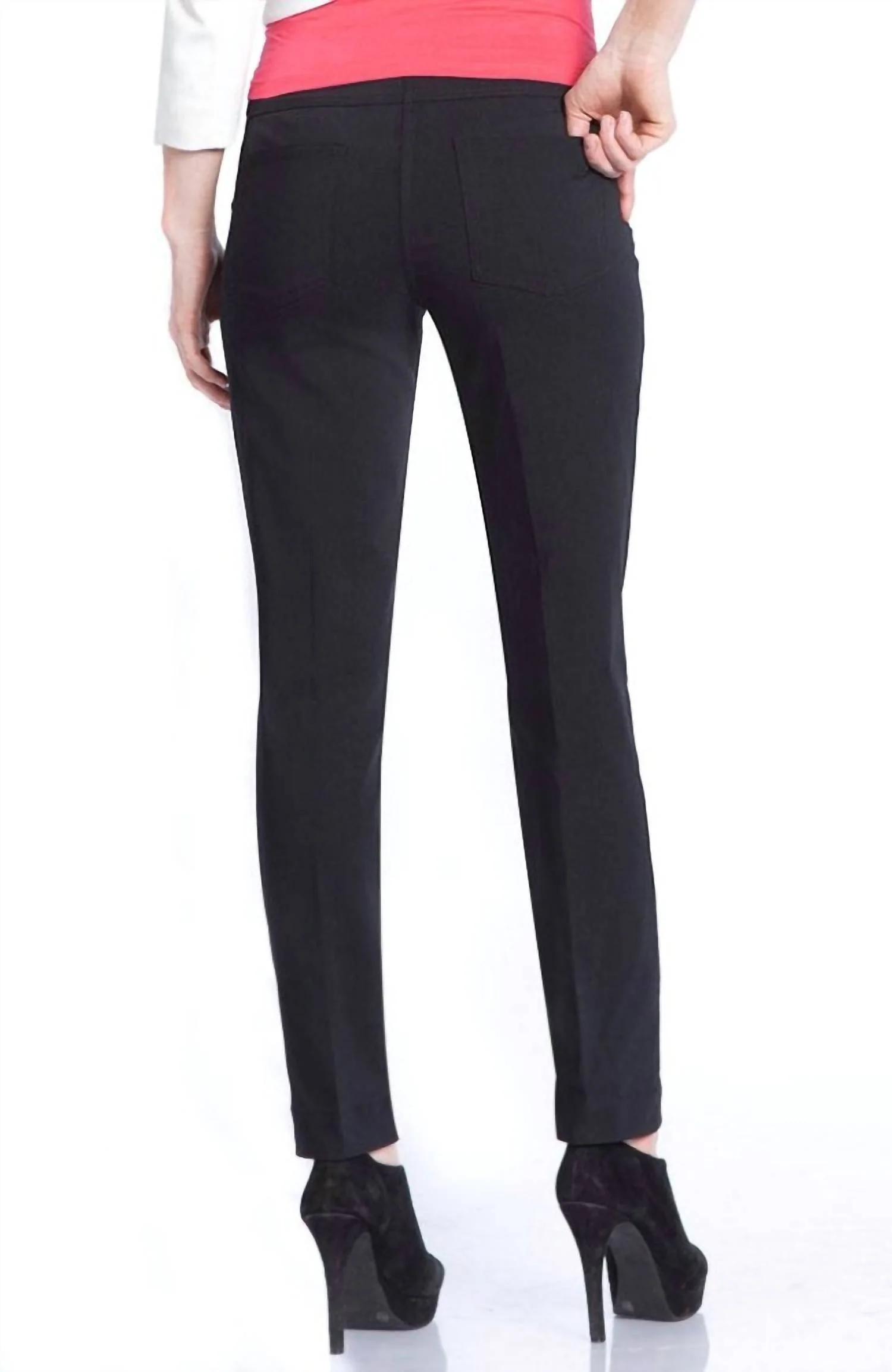 Faux Pocket Ankle Pants In Black - Image 3