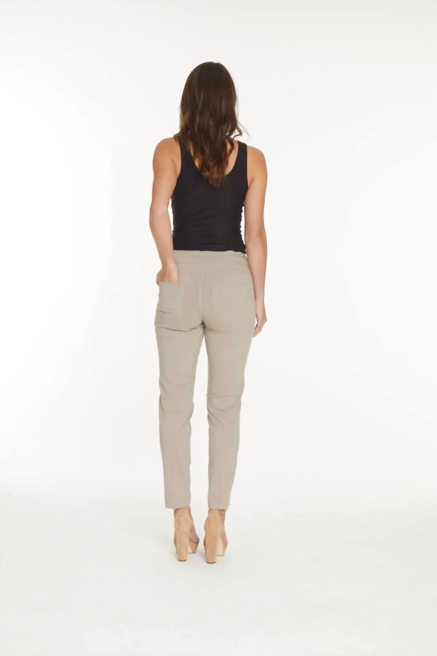 Faux Pocket Ankle Pants In Stone - Image 3