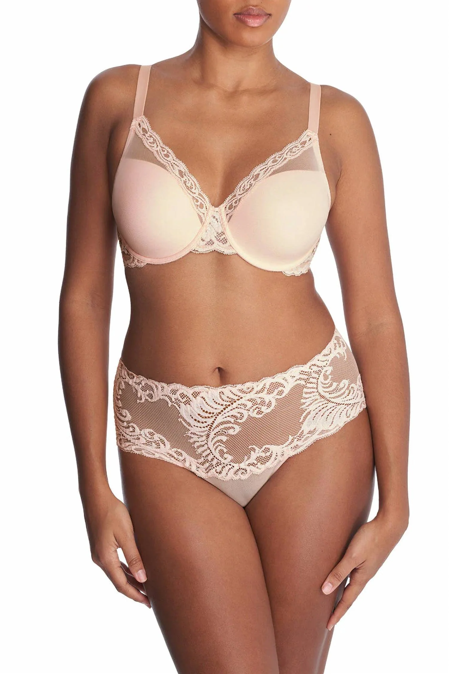 Feathers Full Figure Contour Underwire Bra In Seashell - Image 4