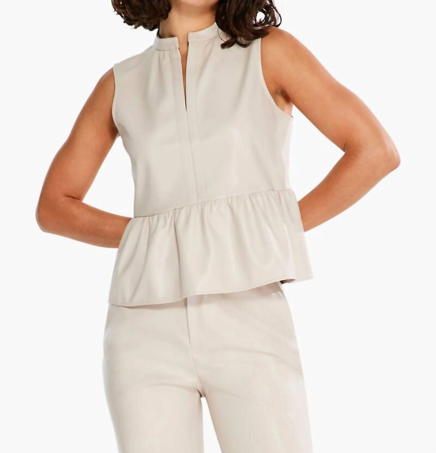 Fedrica Faux Leather Swing Top In Cobblestone - Image 3