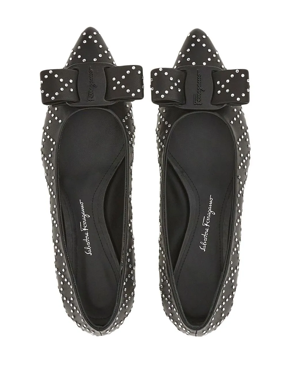 Ferragamo Viva Rhinestone-Embellished Flat Pumps - Image 3
