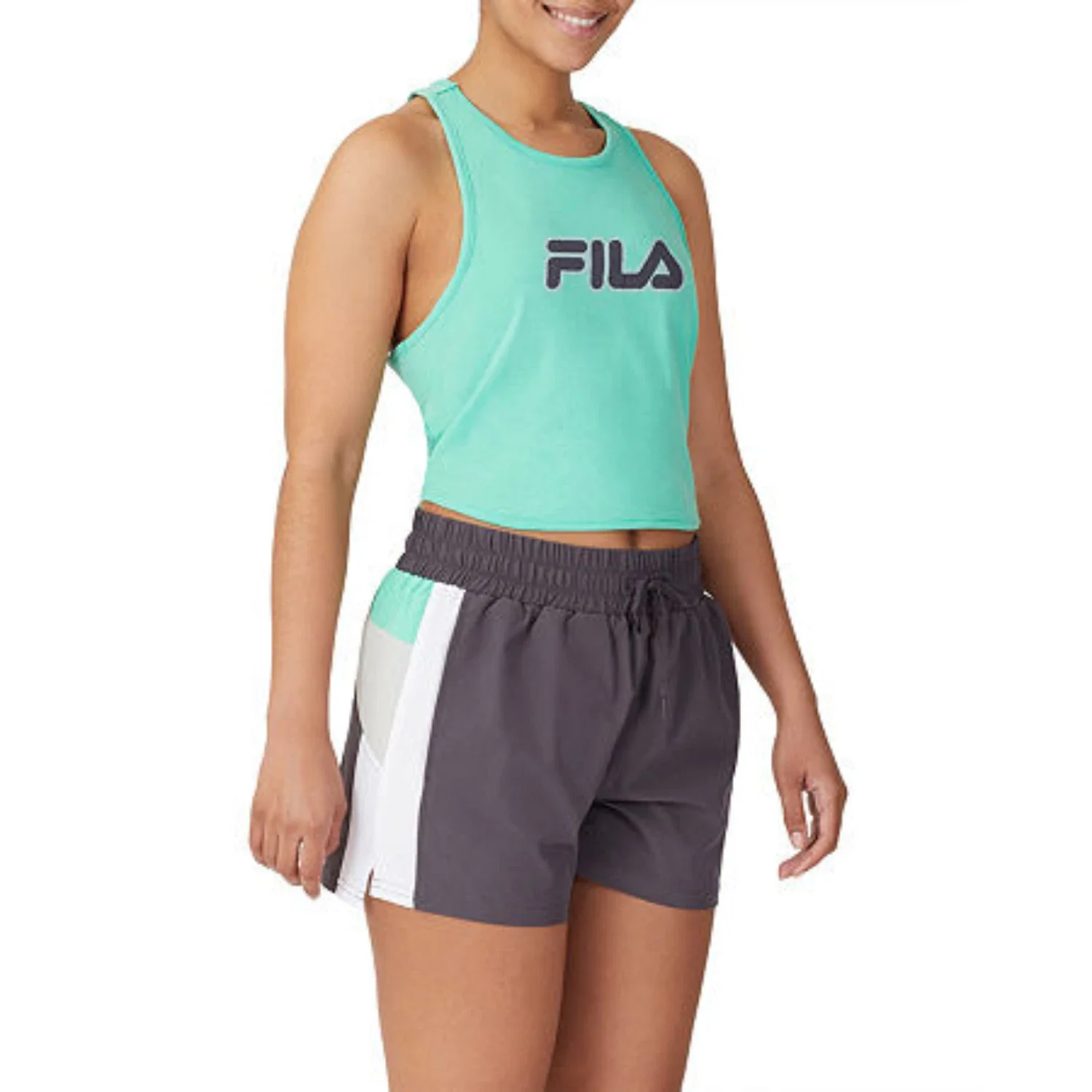 Fila Fit Fabulous Tank Top Women's Green Graphic Logo Cotton Stretch JZZ477 - Image 2