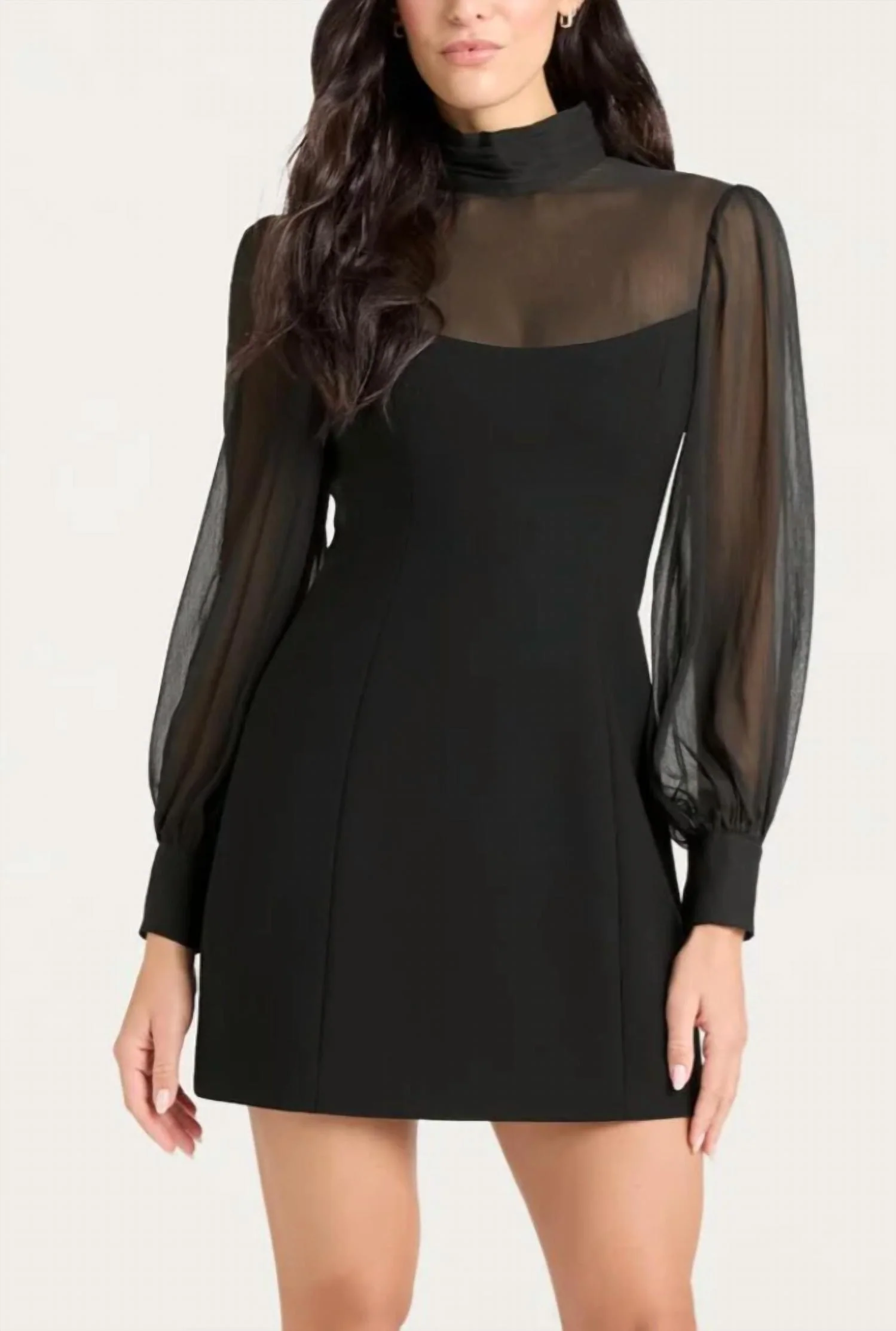 Fili Long Sleeve Mini Dress In Black