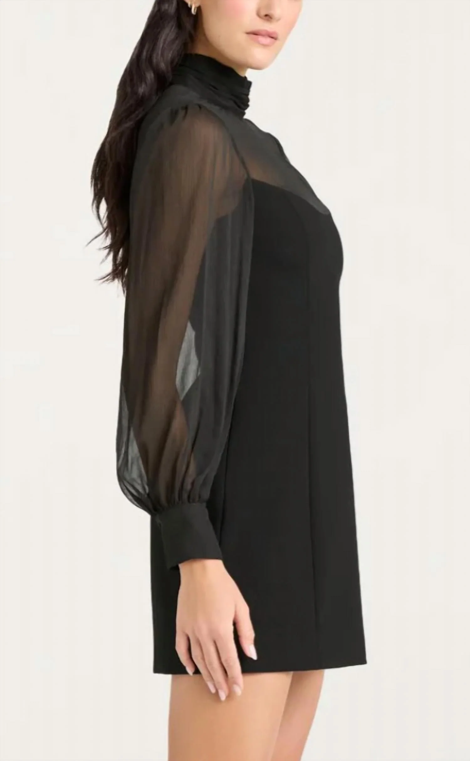 Fili Long Sleeve Mini Dress In Black - Image 3