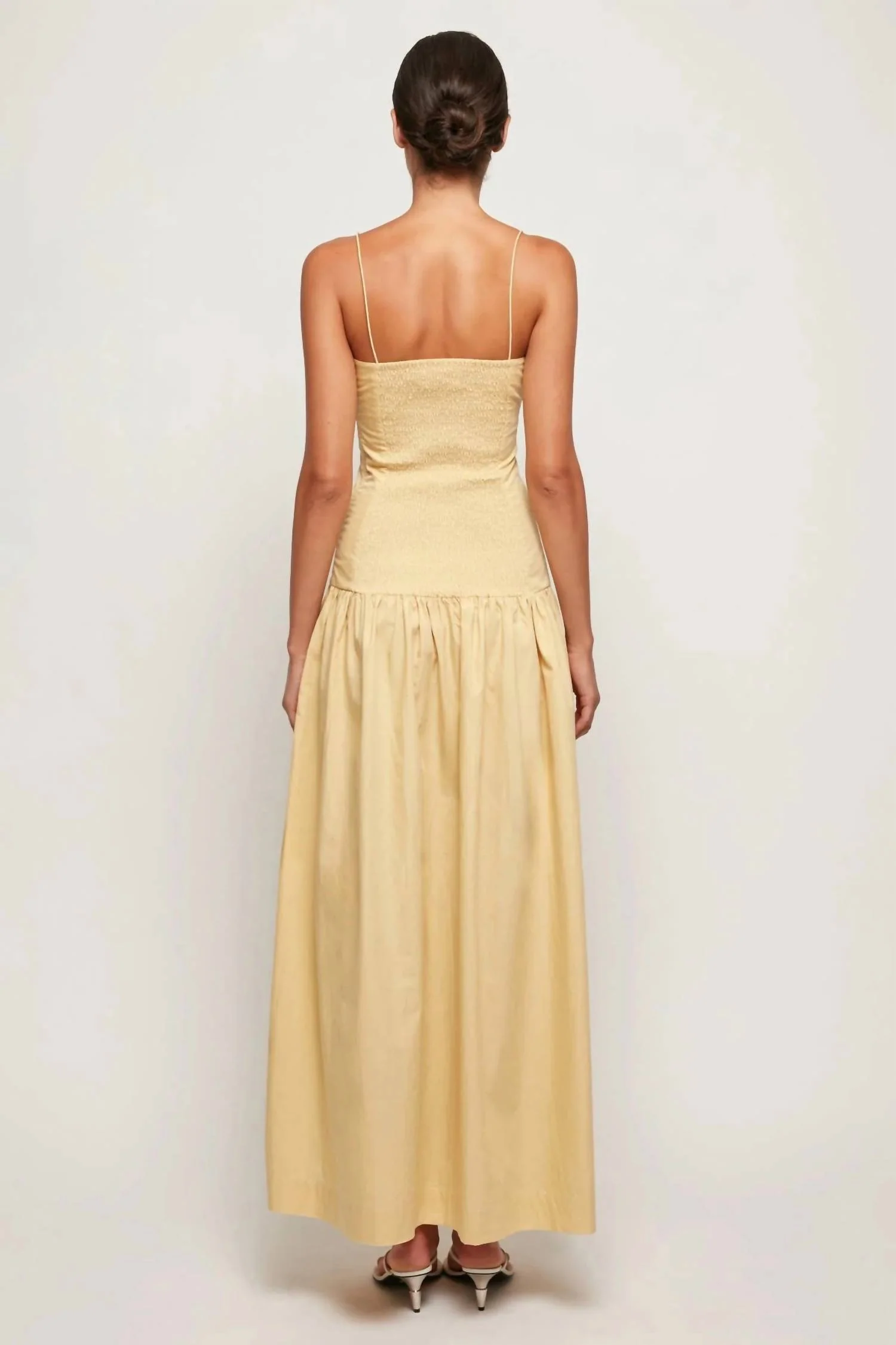Fitted Midi Dress In Honey Cream - Image 2