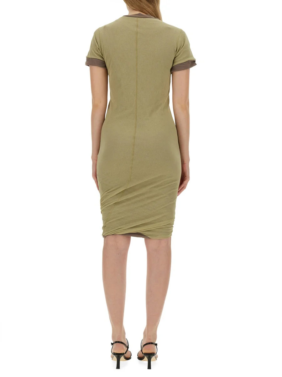 Fitted Mini Dress With Layered Hem And Contrasting Trim - Image 3