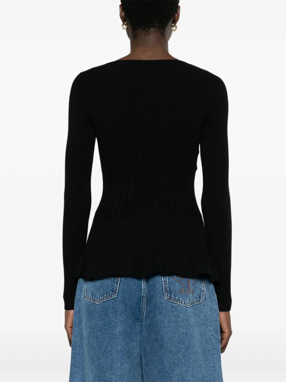 Fitted Ribbed Peplum Sweater - Image 4
