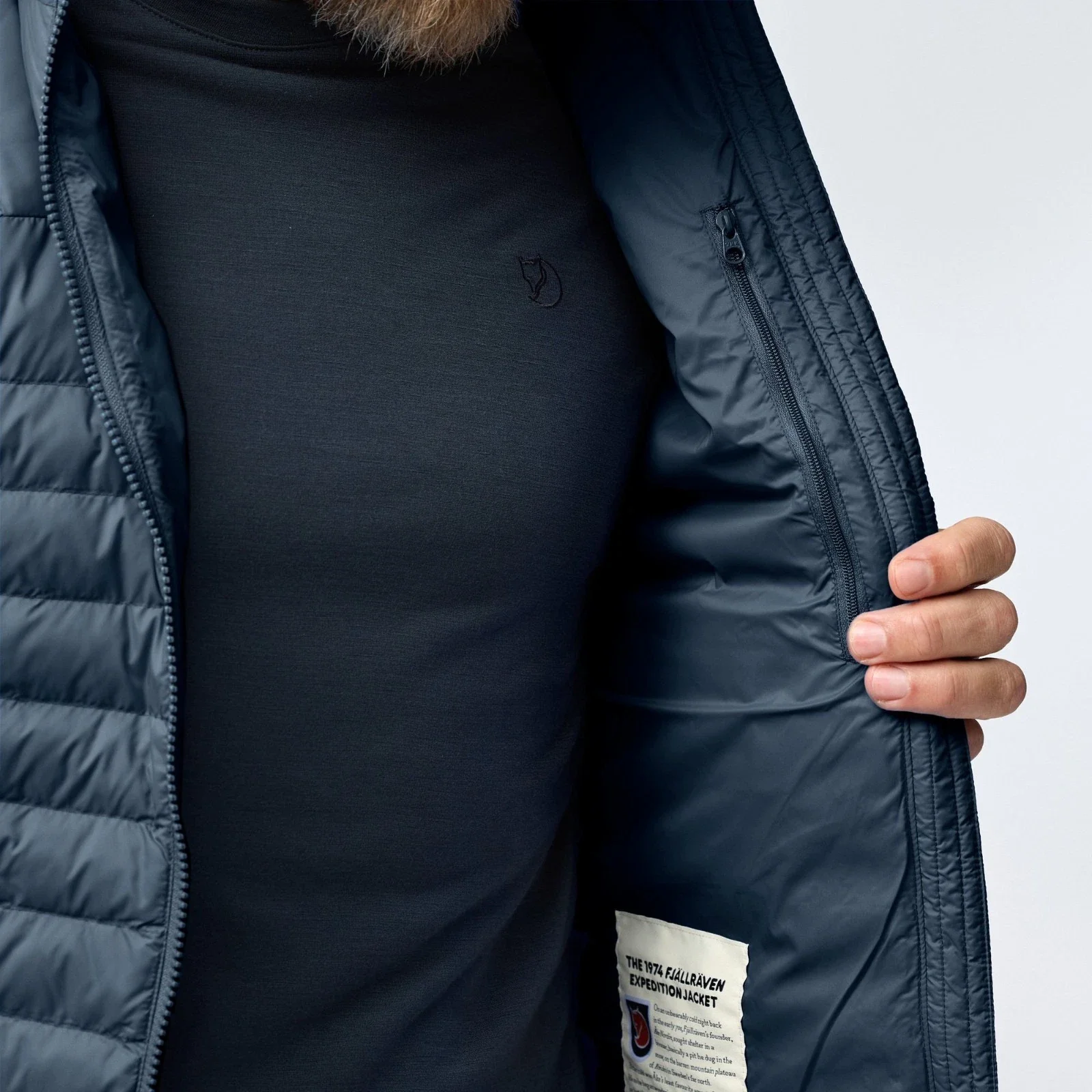 Fjallraven Expedition Latt Hoodie Men's Navy Full Zip Insulated Packable DDR2903 - Image 6