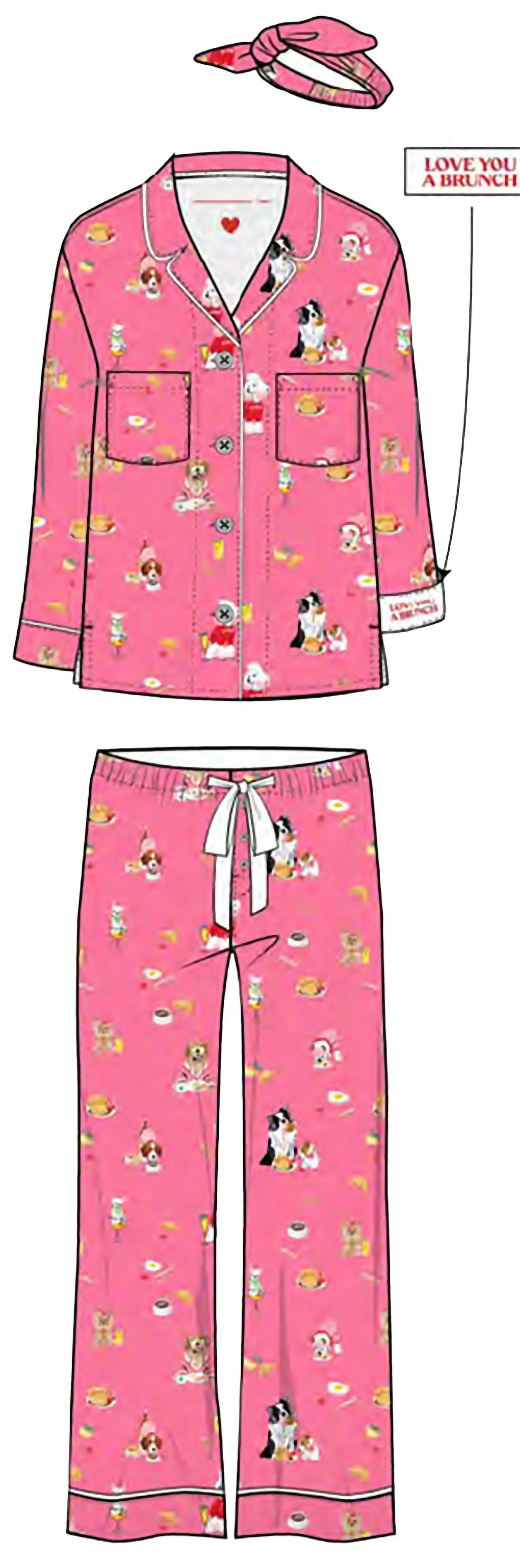 Flannel Long Sleeve Pajama Set In Dark Coral - Image 4