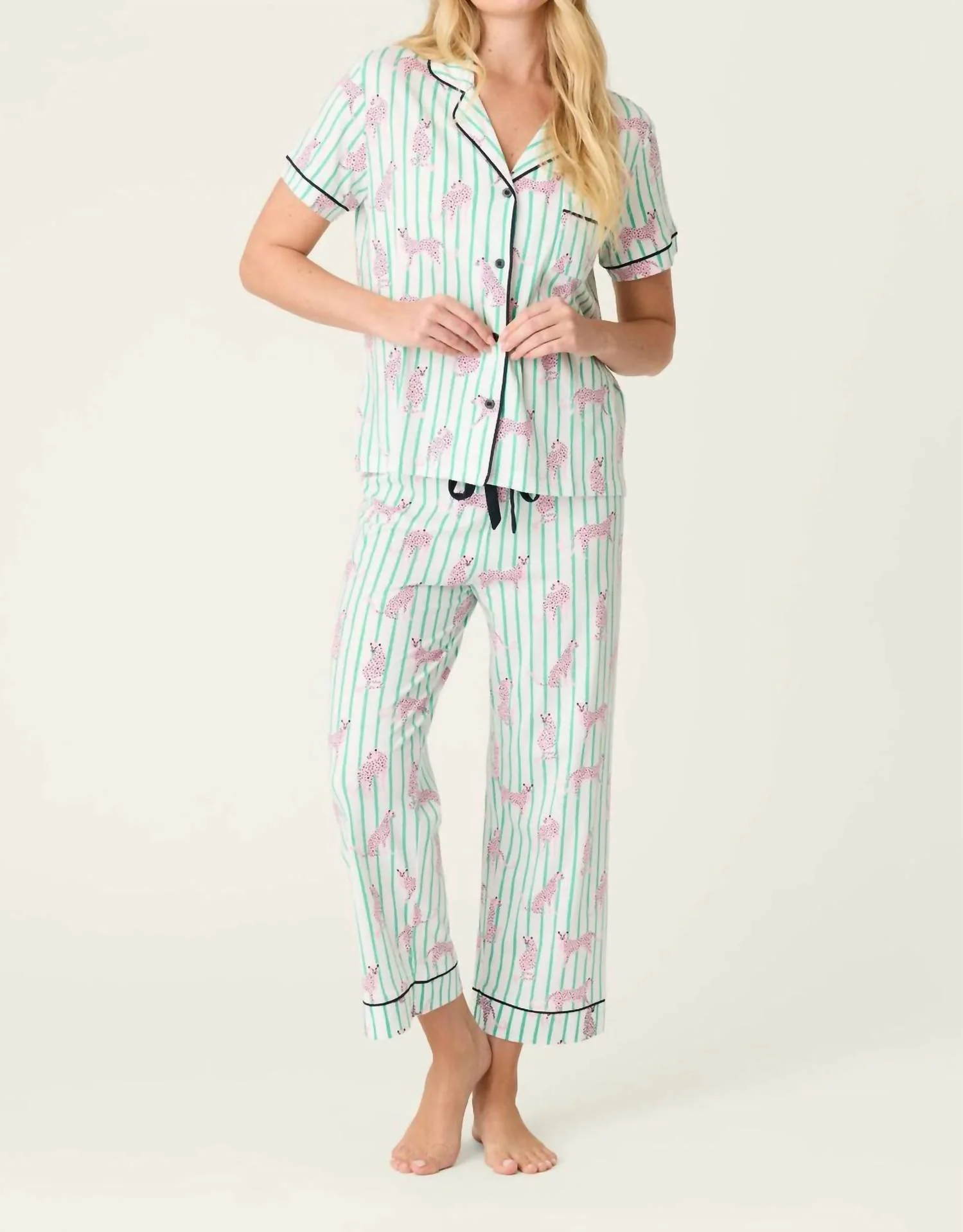 Flannels Pajama Set In Pool Blue - Image 2
