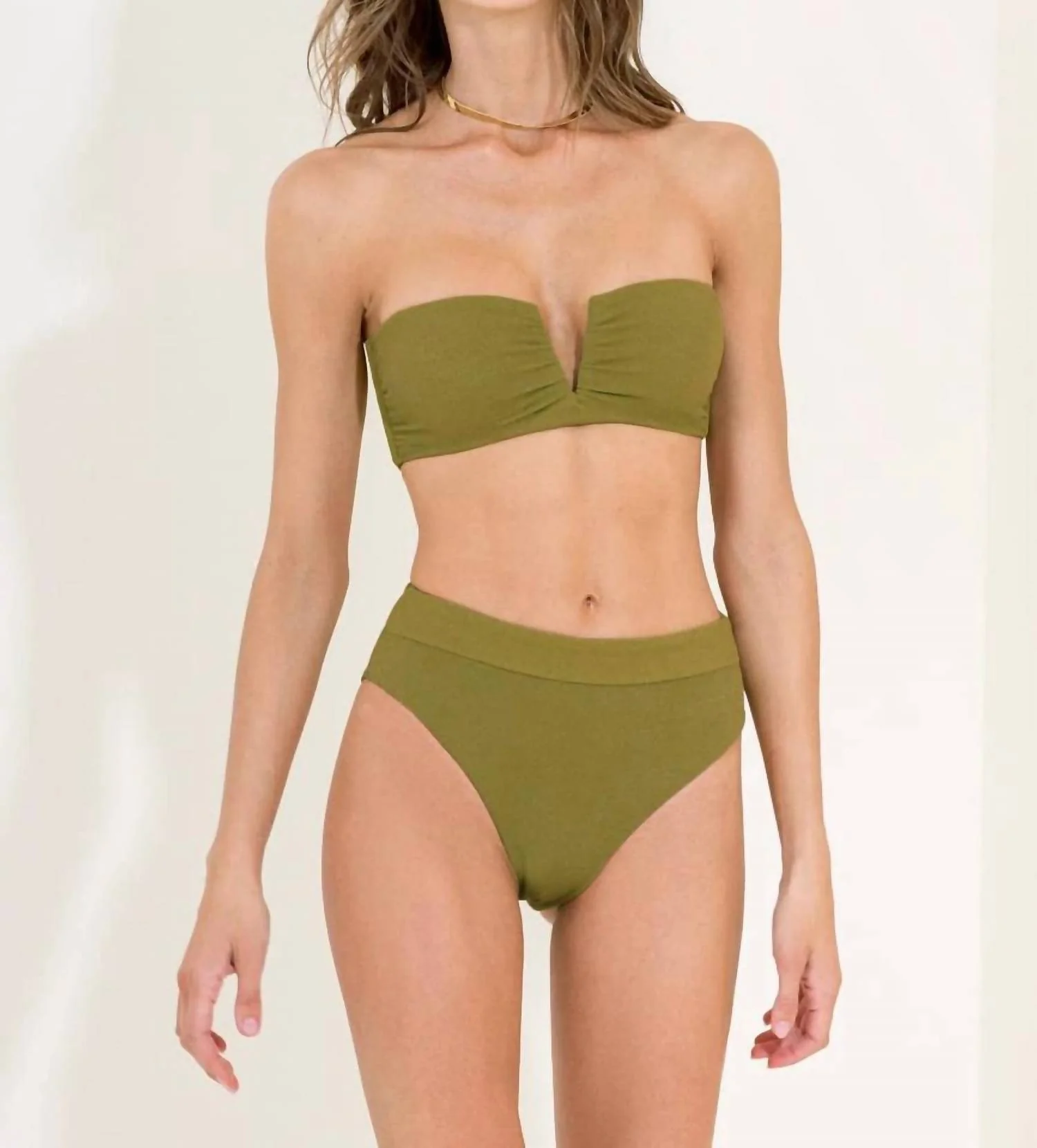 Flicker Bandeau Top In Olive Green