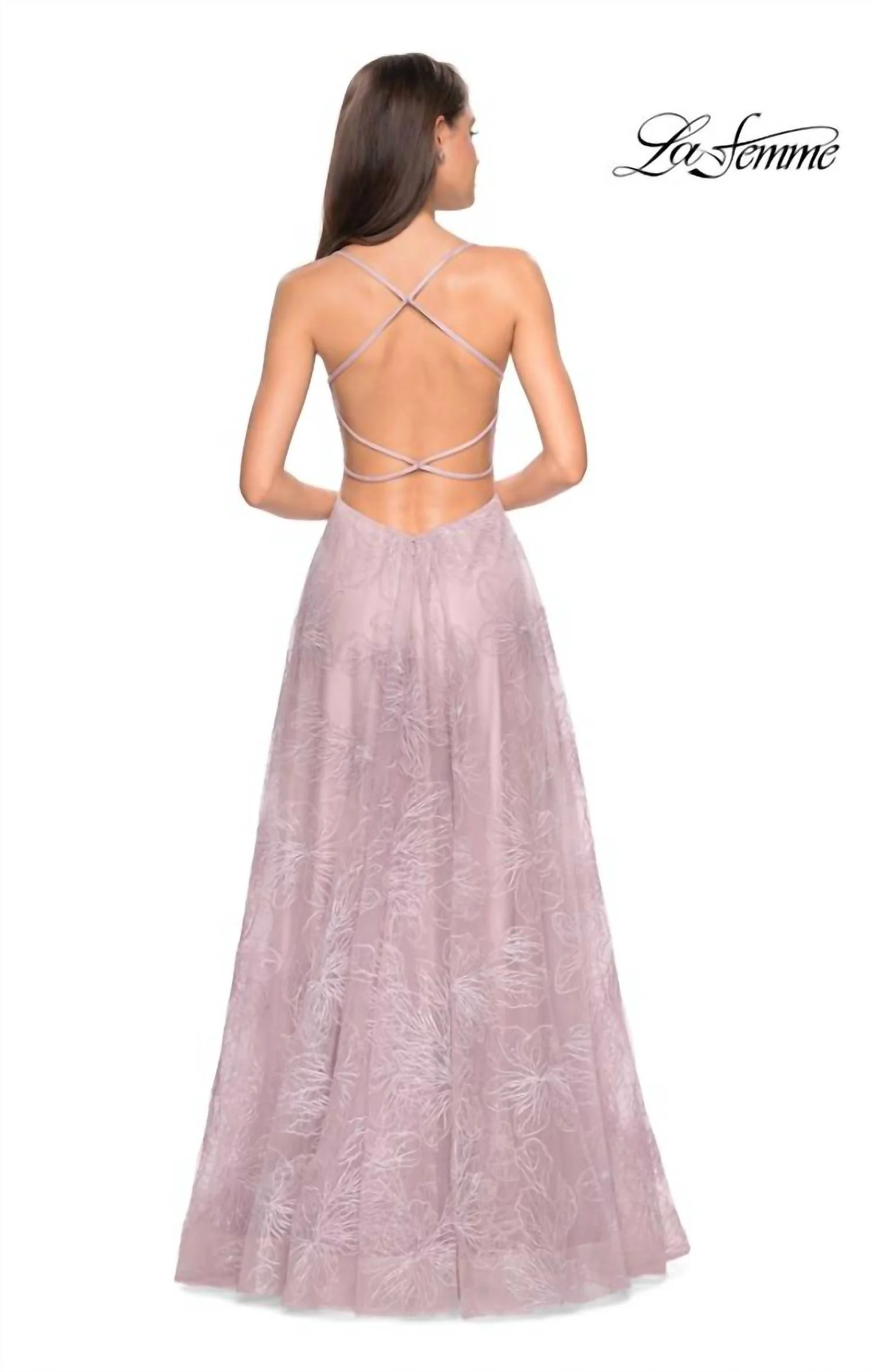 Floral 2-Strap Satin Gown In Mauve - Image 3