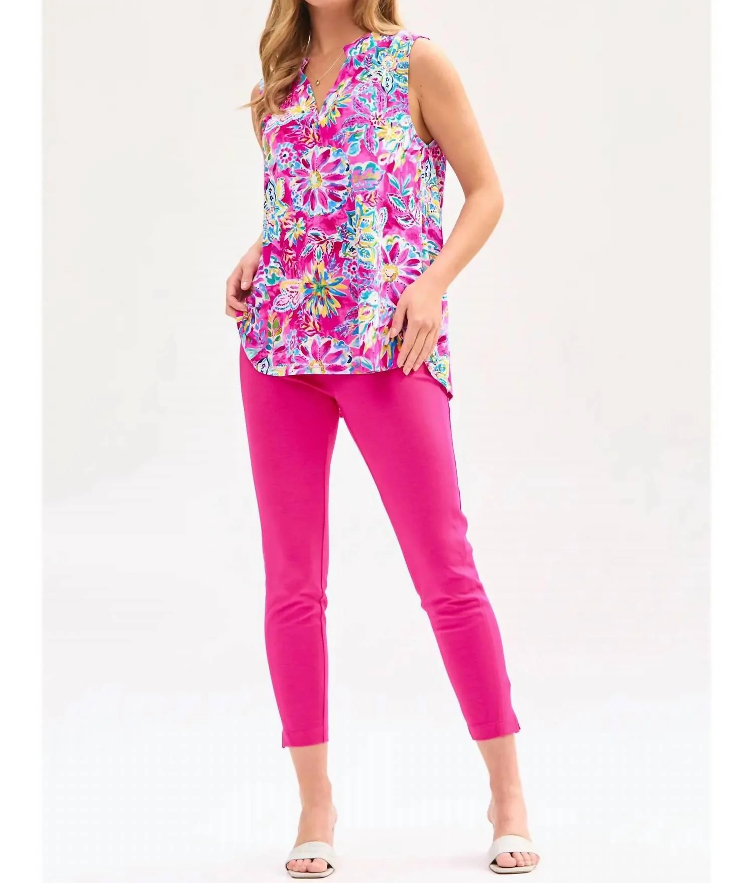 Floral A-Line Tank Top In Pink - Image 2