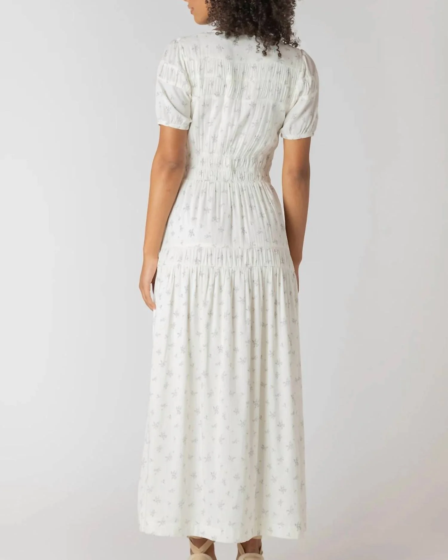 Floral Charm Midi Dress In Off White - Image 2