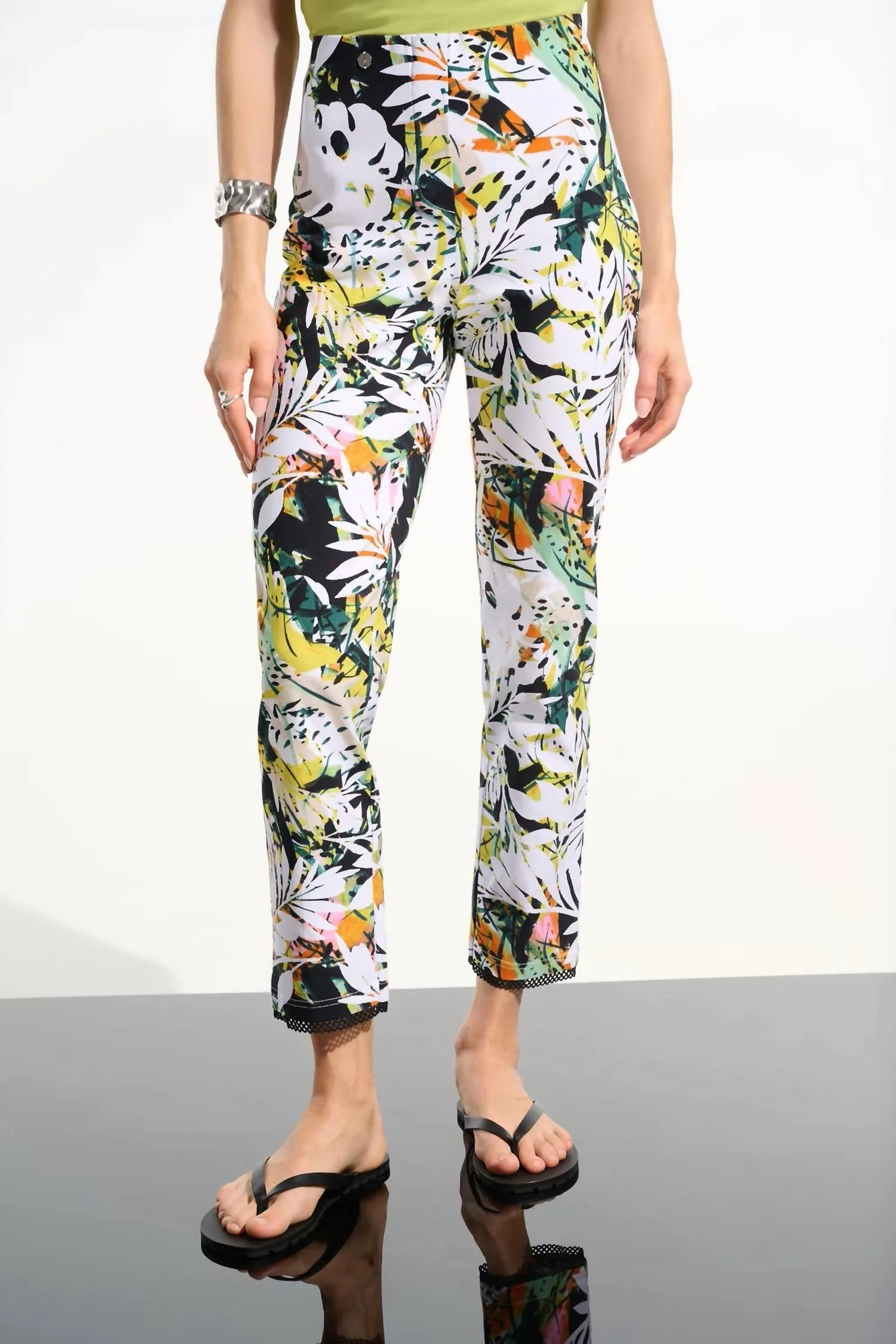 Floral High-Waisted Trouser Pant In Vanilla/multi
