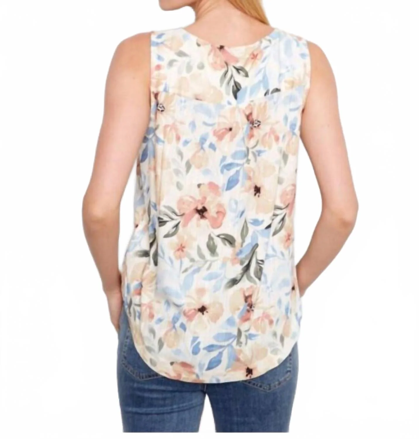 Floral Printed Linen Blouse In Multi - Image 2