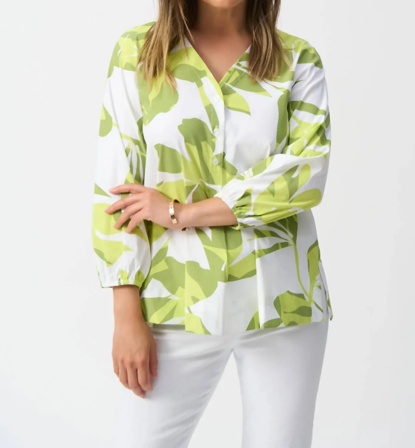 Floral Puff Sleeve Trapeze Top In Vanilla/multi