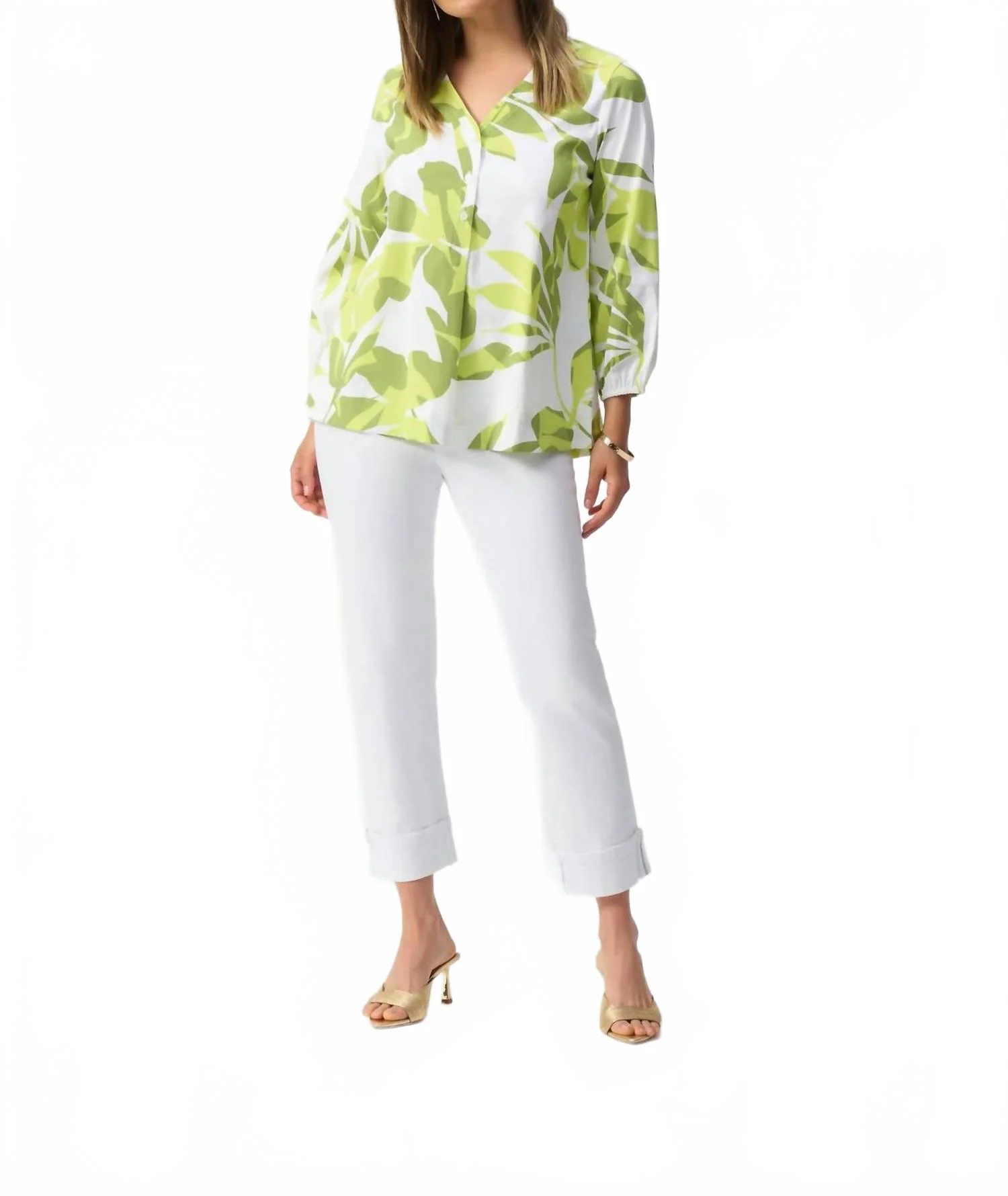 Floral Puff Sleeve Trapeze Top In Vanilla/multi - Image 4