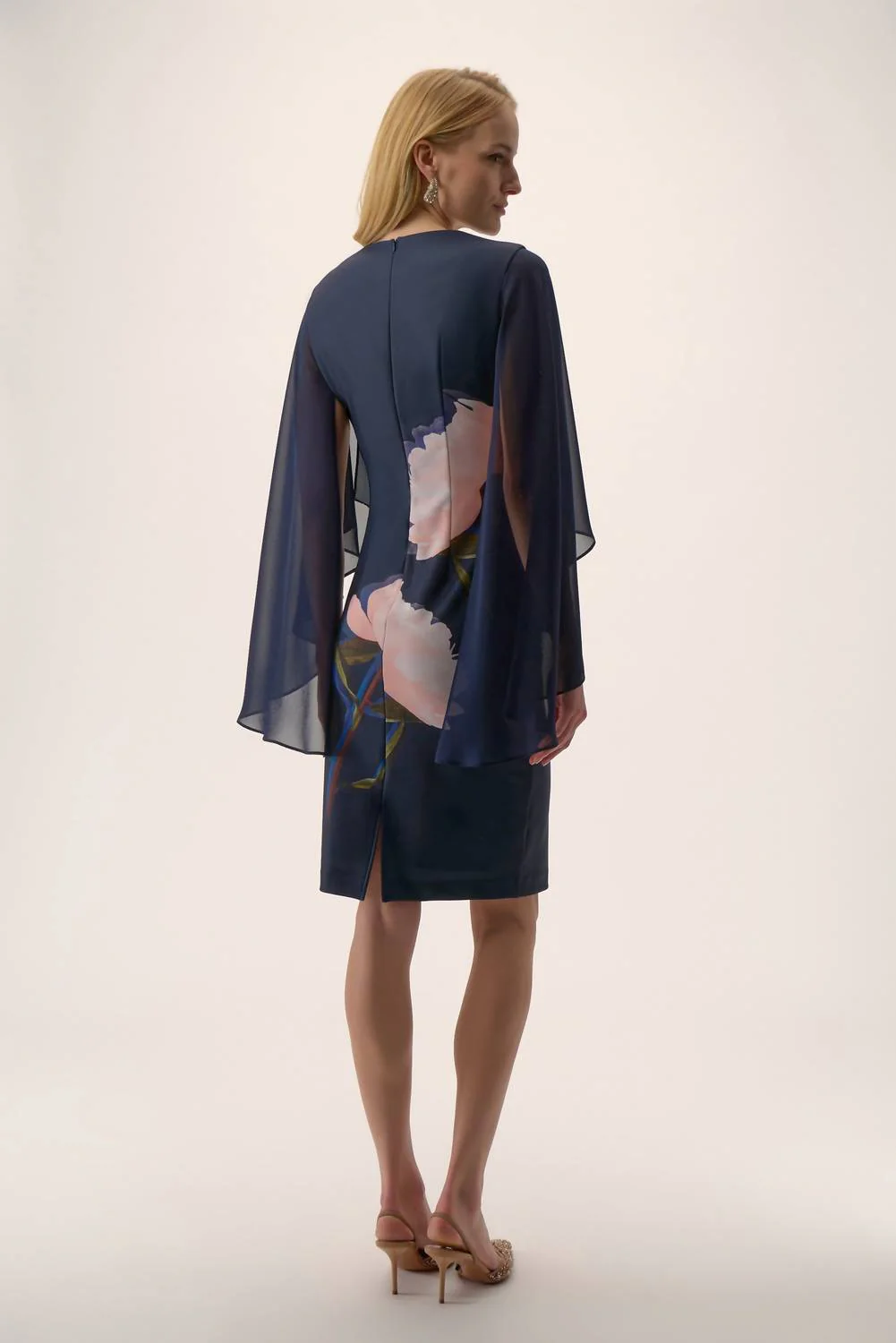 Floral Sheath Dress In Midnight Blue - Image 3