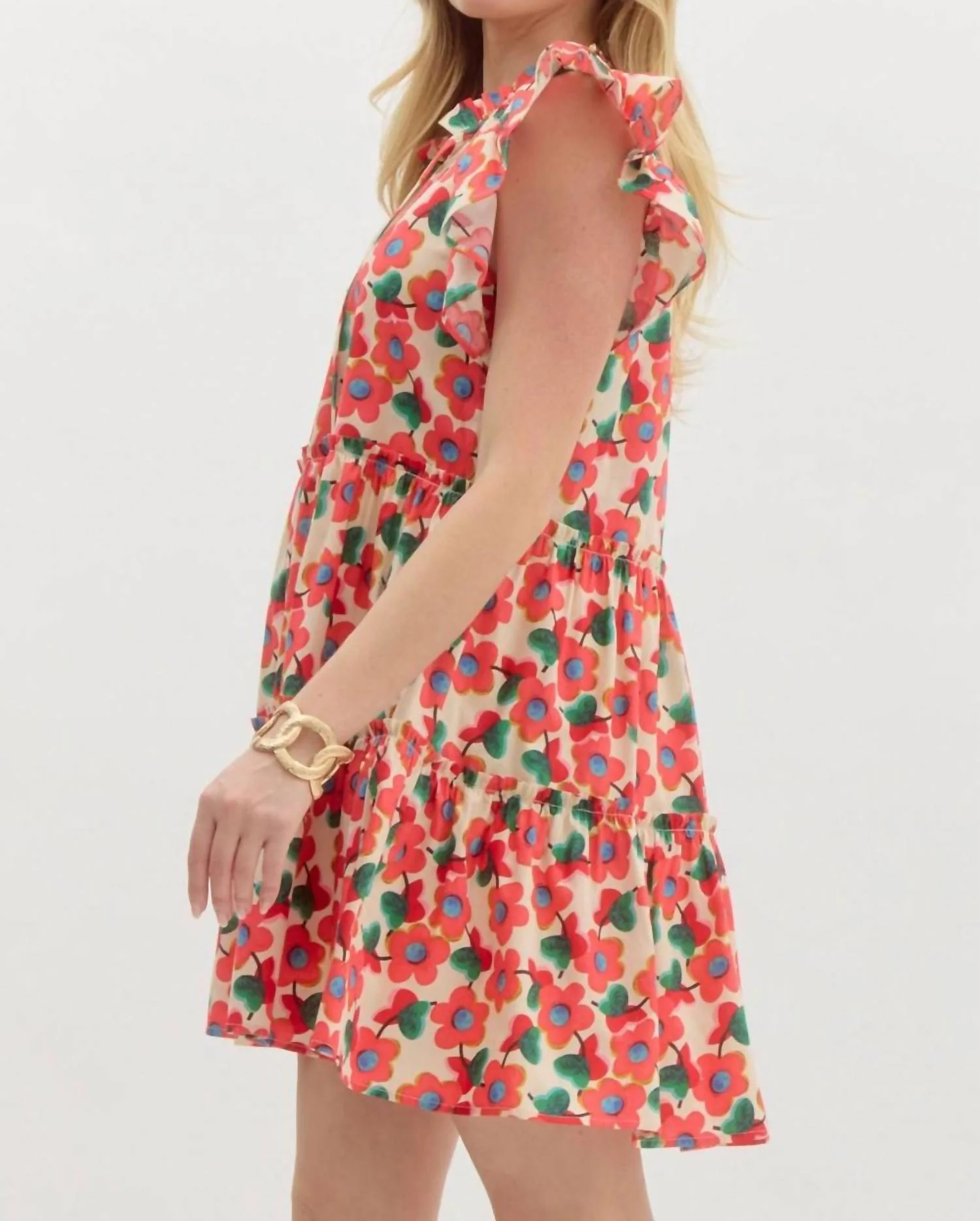 Floral Tiered Mini Dress - Image 4