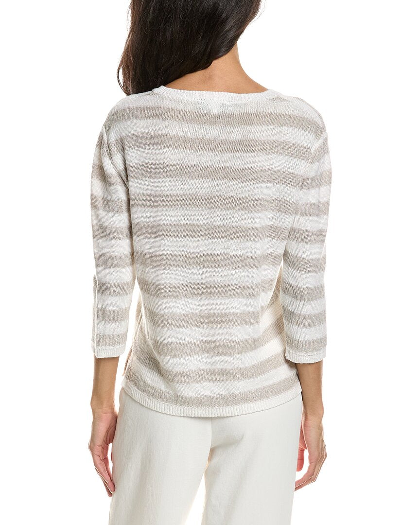 Forte Beach Stripe V-Neck Linen Sweater - Image 2