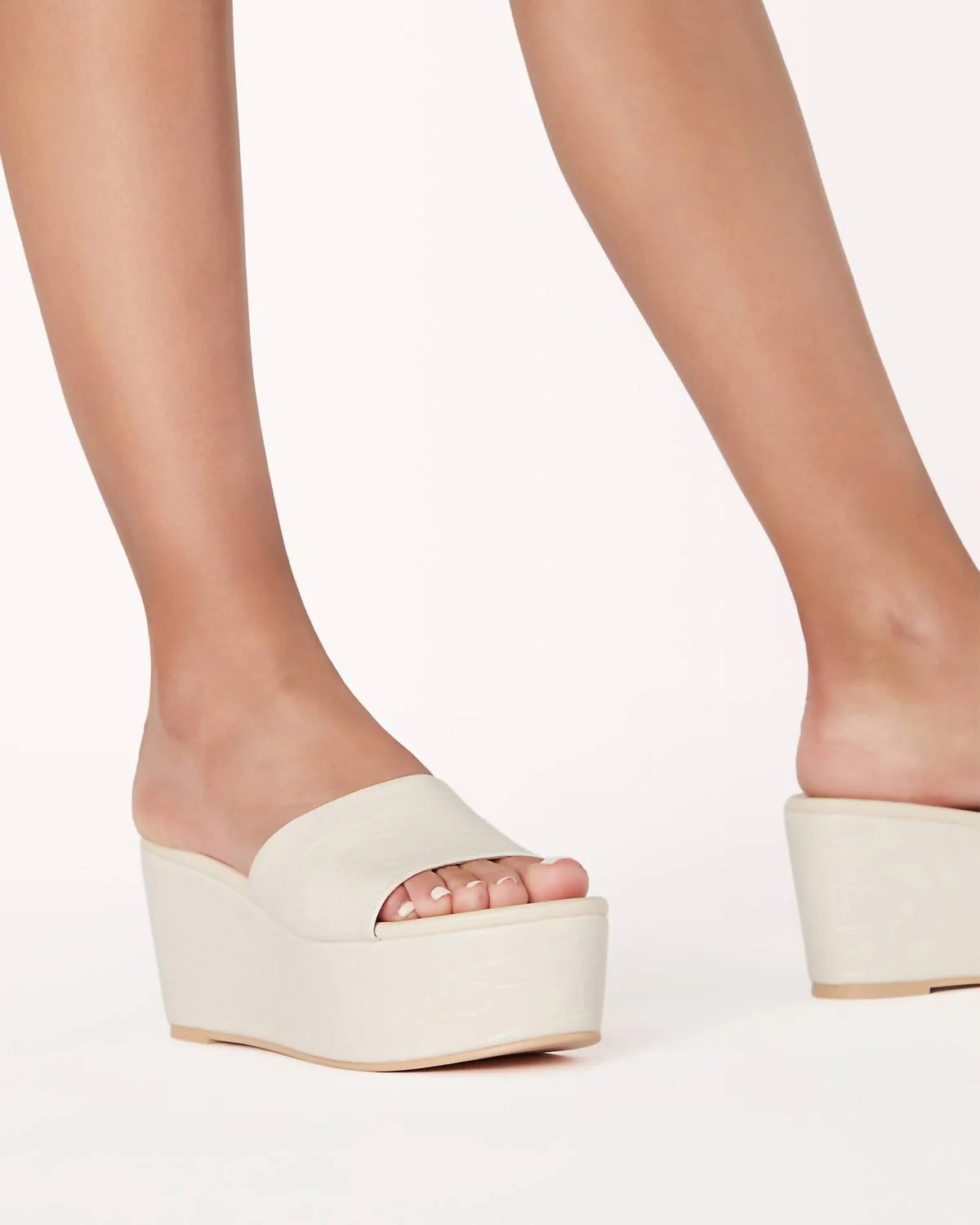 Fran Sandals In Bone Croc - Image 2