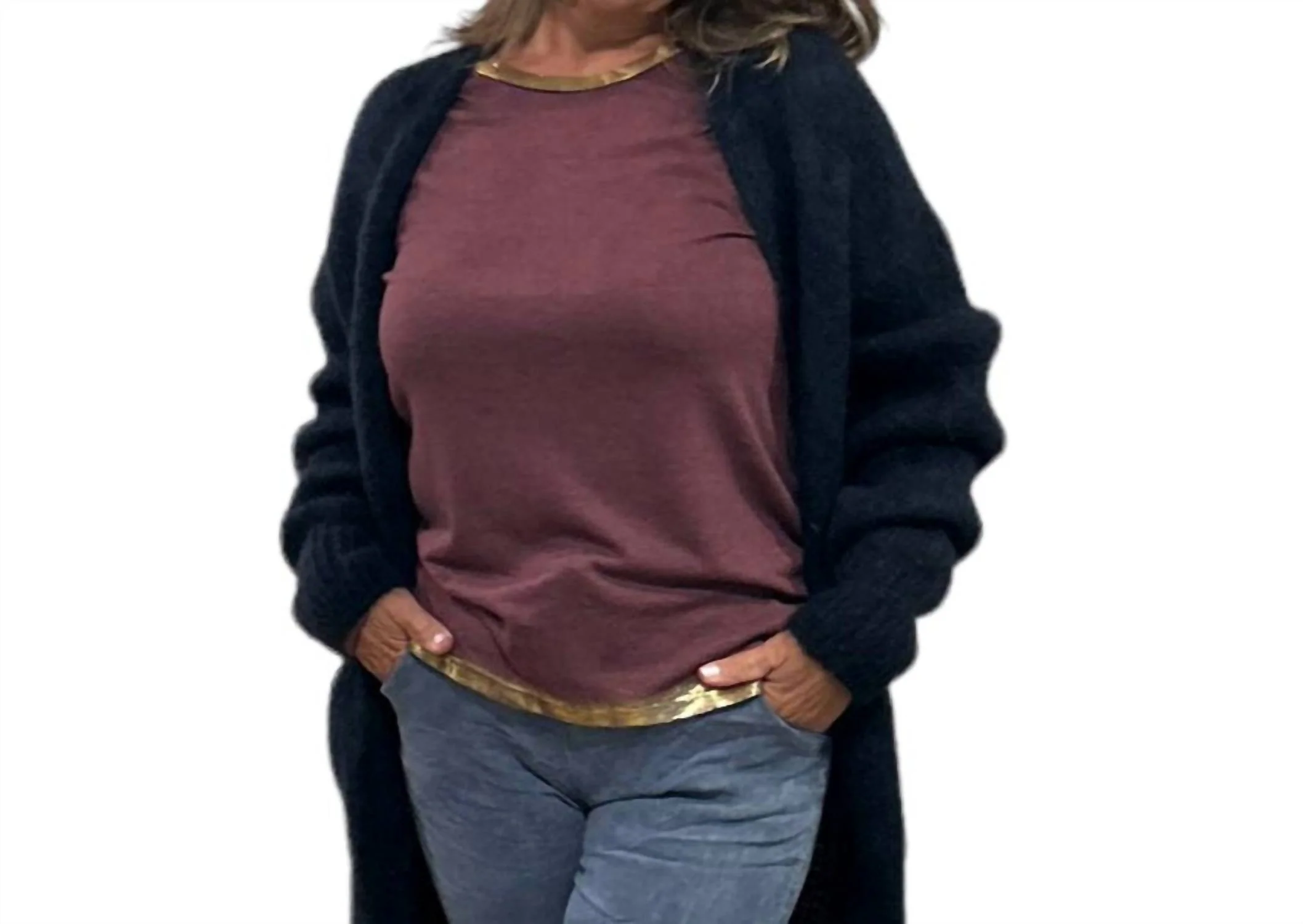 Francesca Scoop Neck Top In Burgundy - Image 3