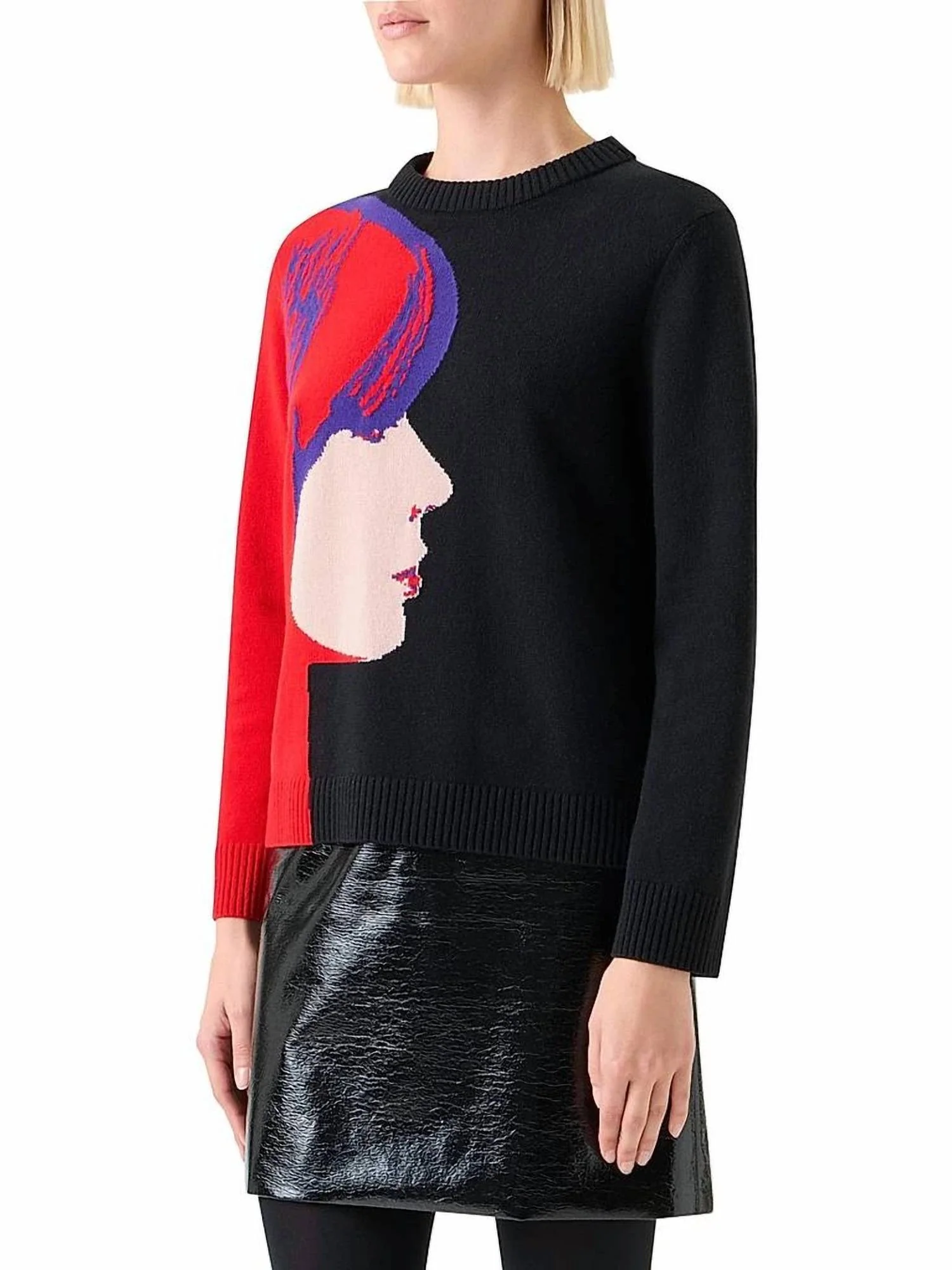 Francoise Hardy Graphic Virgin Wool-Cashmere Sweater In Black Multi - Image 2