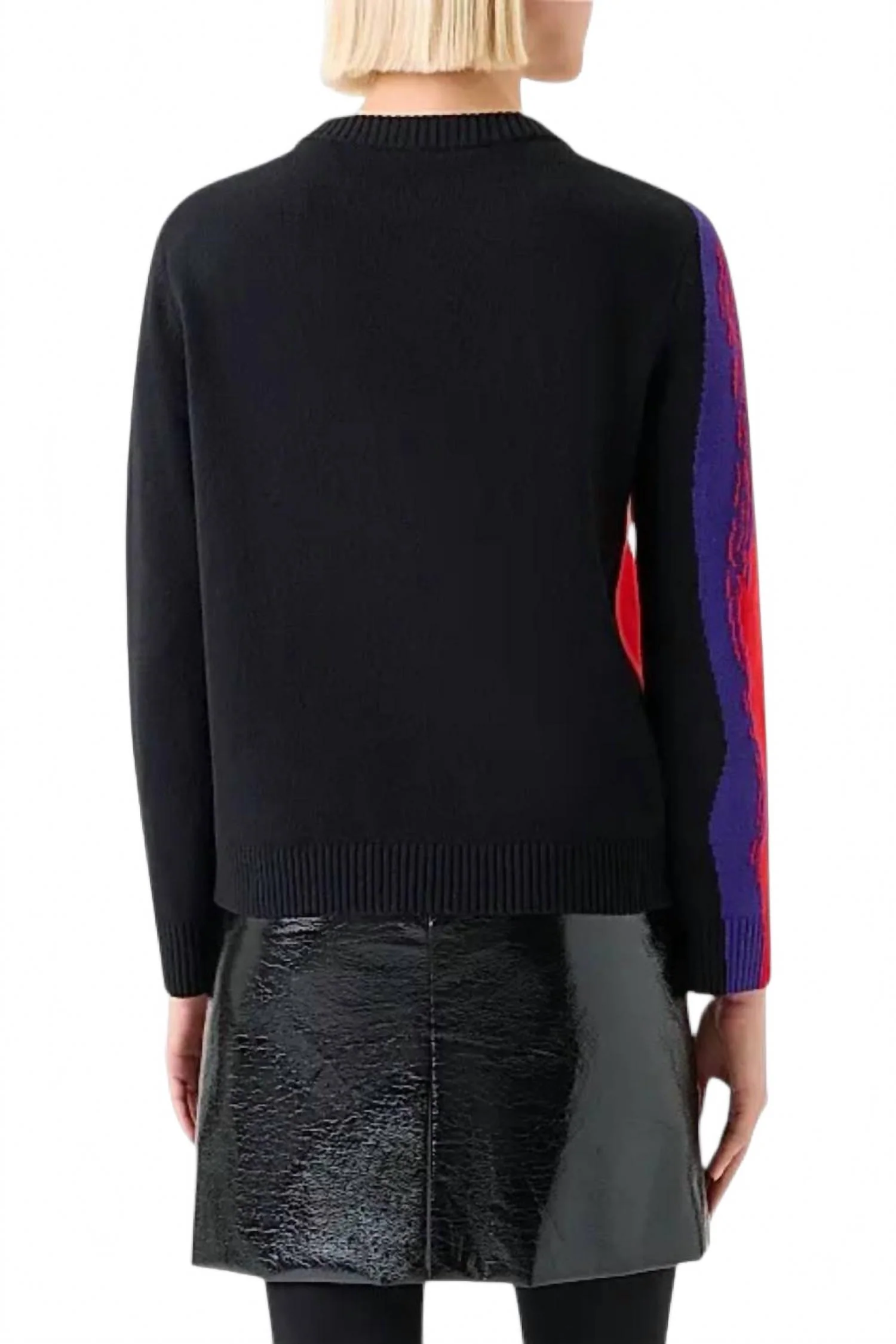 Francoise Hardy Graphic Virgin Wool-Cashmere Sweater In Black Multi - Image 3