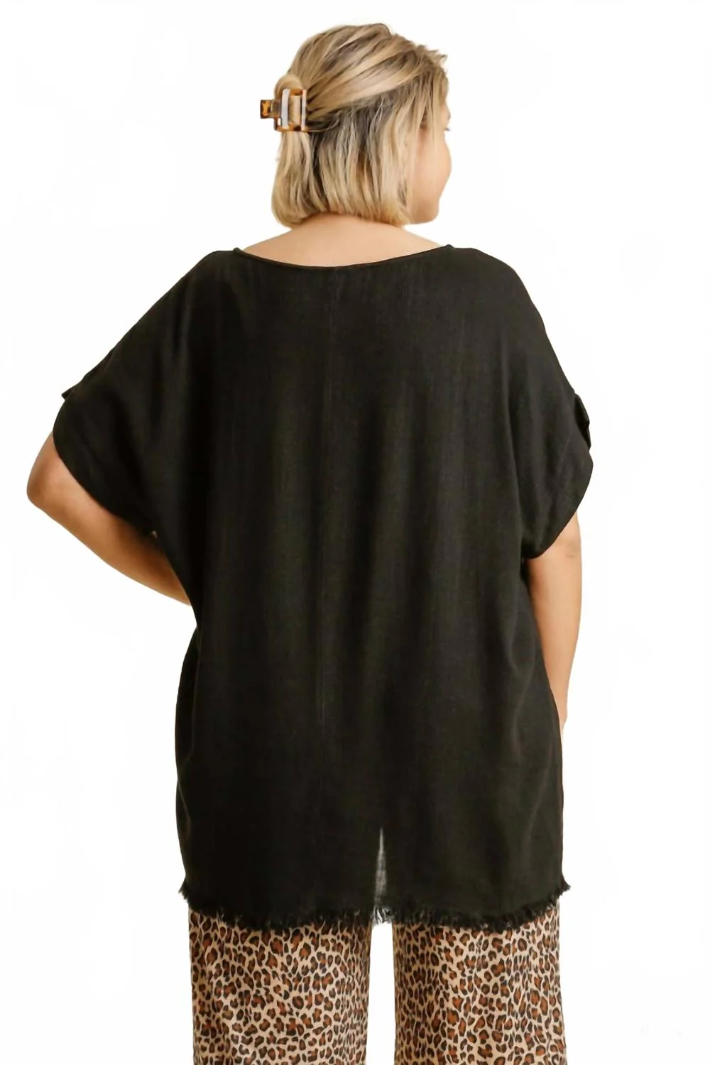 Frayed Hem Top In Black - Image 2