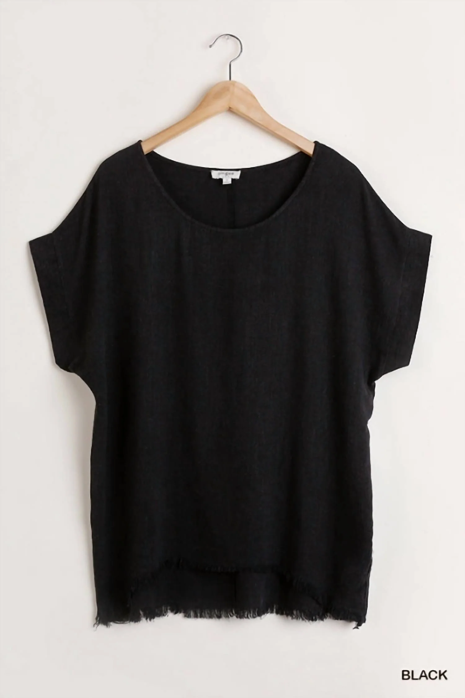 Frayed Hem Top In Black - Image 4