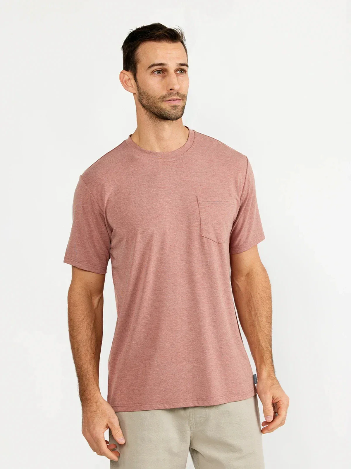 Free Fly Bamboo Flex Pocket T-Shirt Mens Heather Short Sleeve Crew Neck DSGL1239 - Image 5