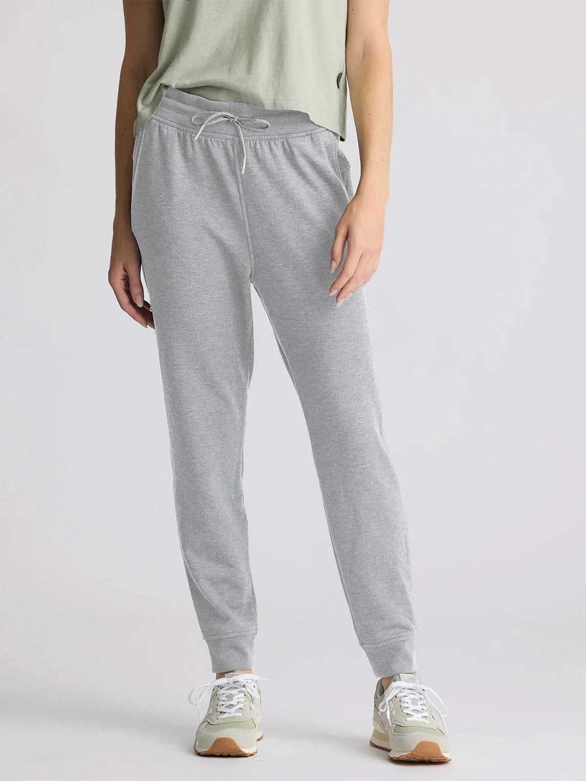 Free Fly Bamboo Jogger Womens Light Gray Fleece Drawstring Waist DSGL1080 - Image 4