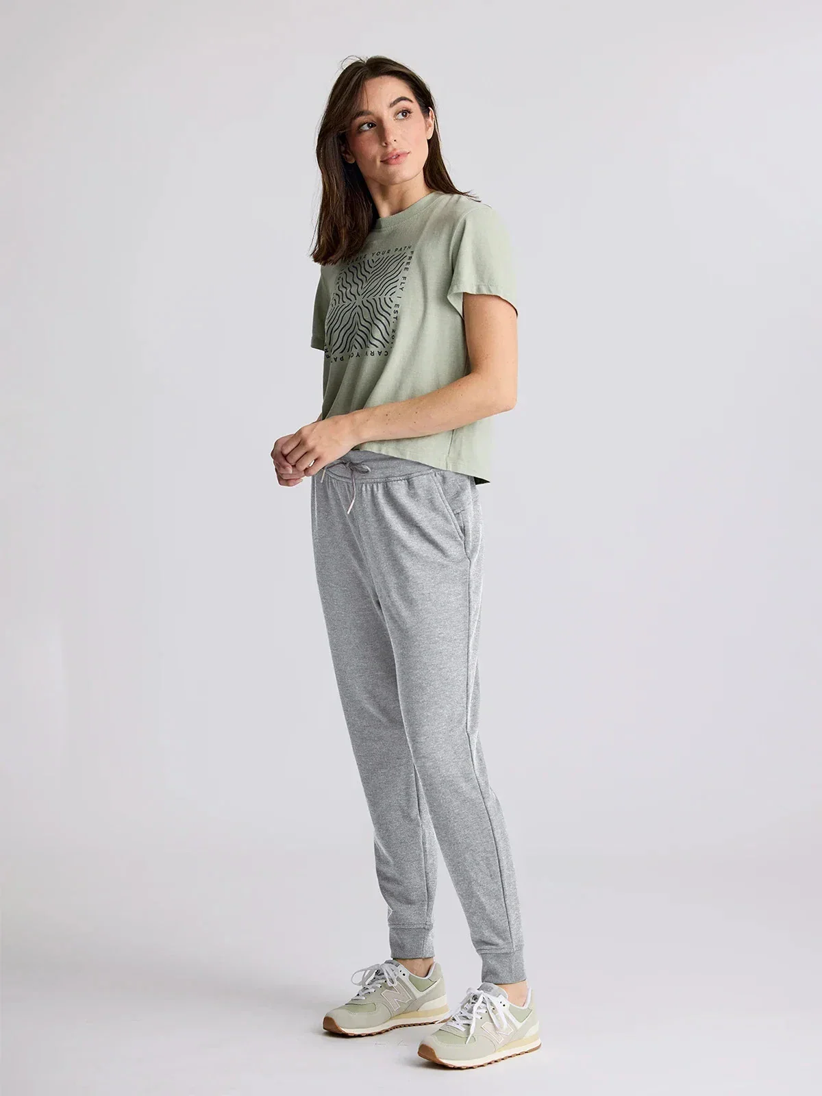 Free Fly Bamboo Jogger Womens Light Gray Fleece Drawstring Waist DSGL1080 - Image 5