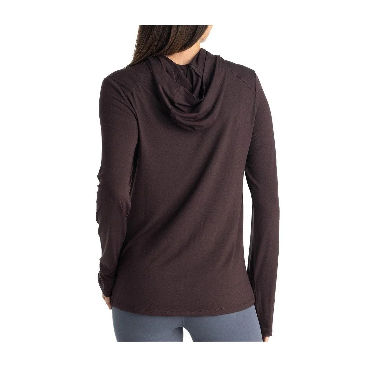 Free Fly Bamboo Lightweight Long Sleeve II T-Shirt Womens Brown Hooded DSGL819 - Image 6