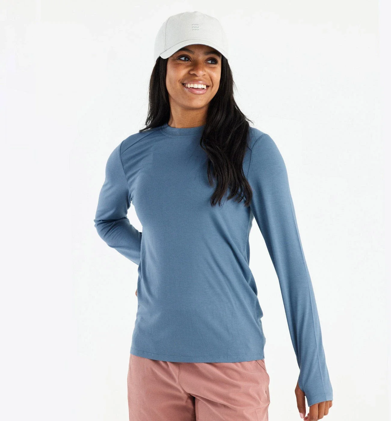 Free Fly Bamboo Shade II Top Women's Slate Blue Thumbhole Long Sleeve DSGL750 - Image 2